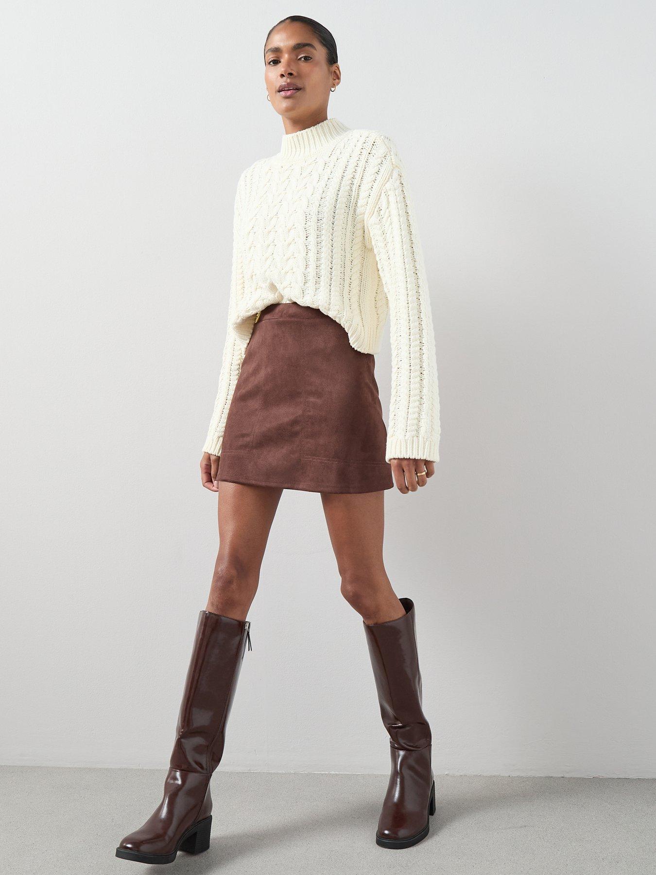 the-very-collection-faux-suede-mini-skirt-brown
