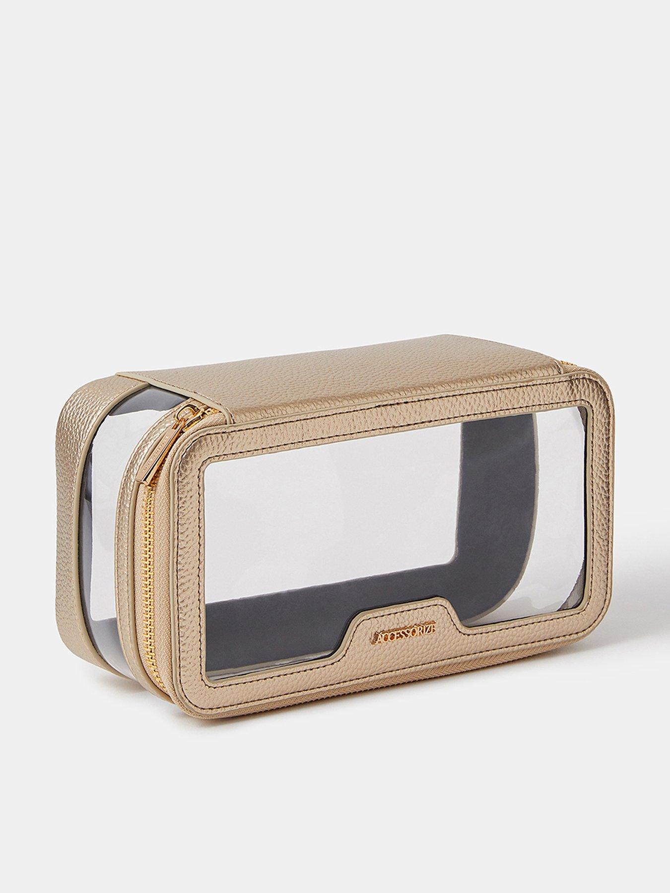 Image 2 of 3 of Accessorize Clear Make Up Bag - Gold