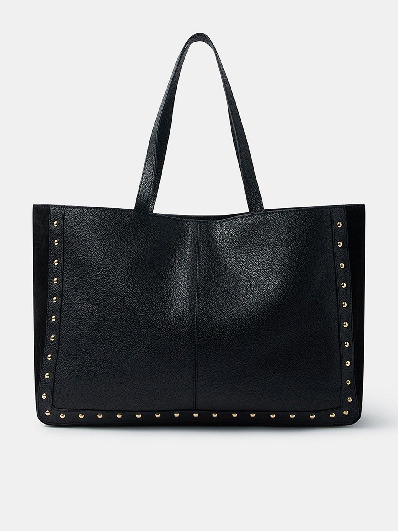 Accessorize Stud Leather Shopper Bag - Black