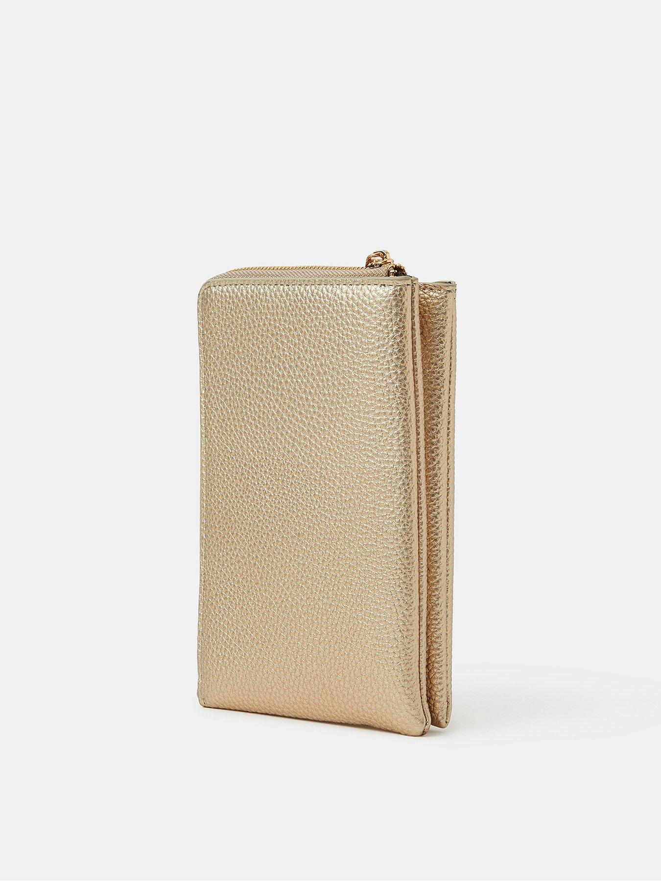 Image 3 of 5 of Accessorize Metallic Multipocket Phone Bag - Gold
