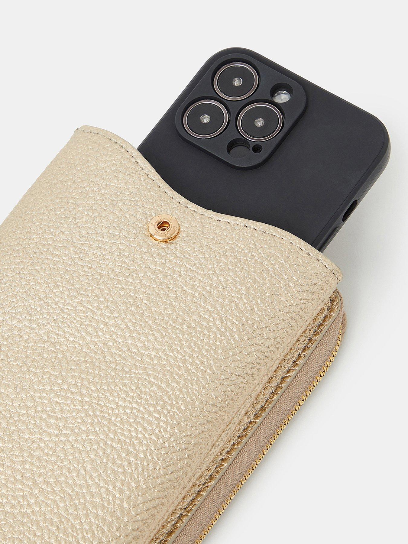 Image 4 of 5 of Accessorize Metallic Multipocket Phone Bag - Gold