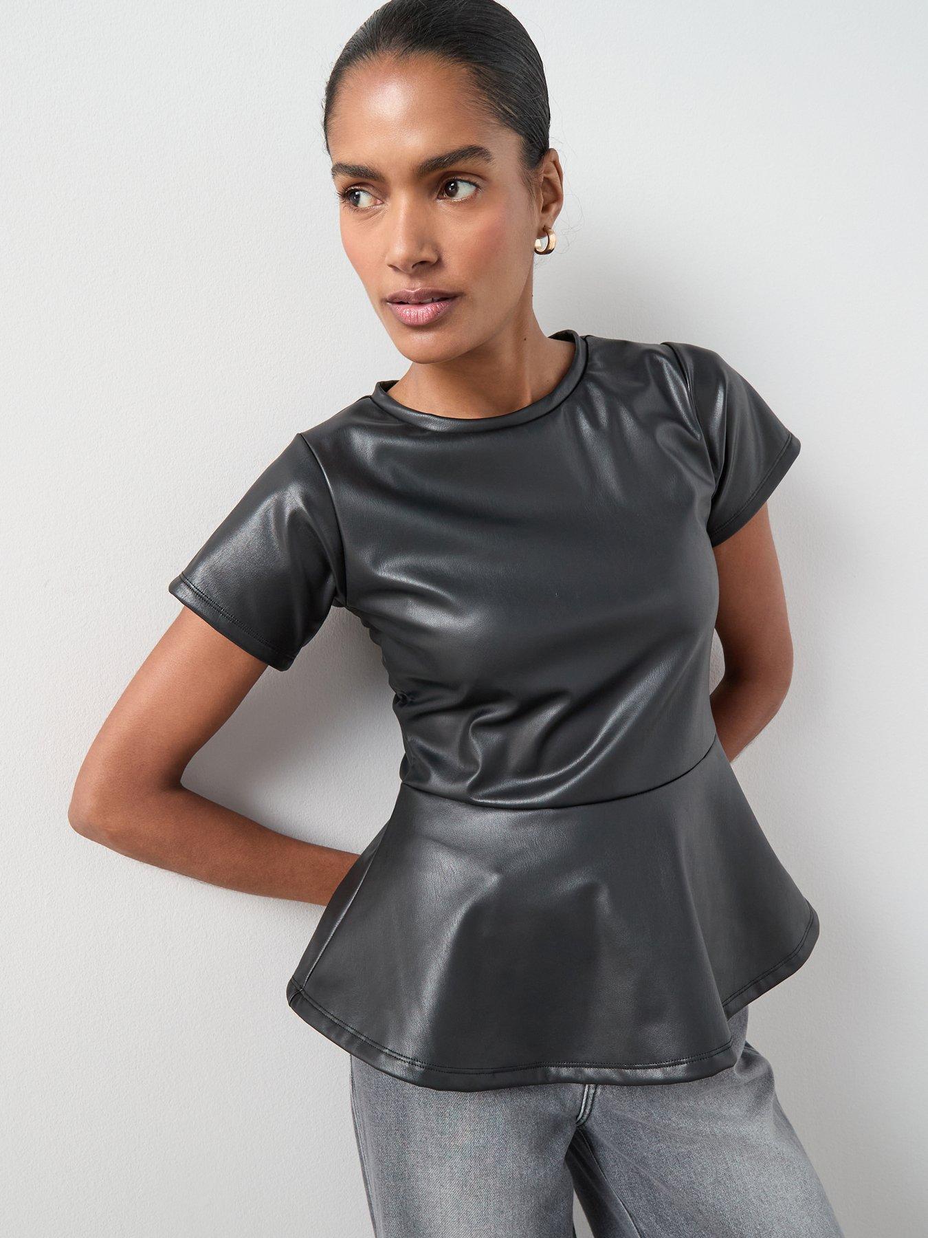the-very-collection-pu-seam-detail-peplum-top-black
