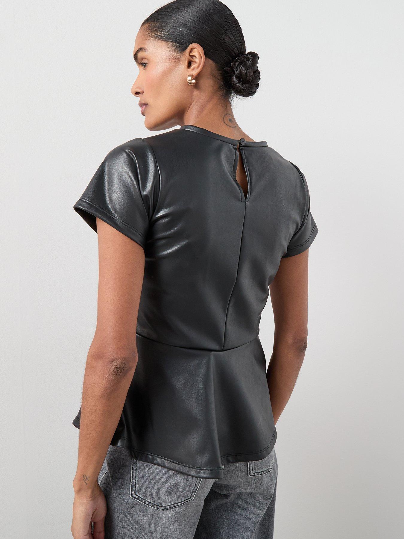 the-very-collection-pu-seam-detail-peplum-top-blackstillFront
