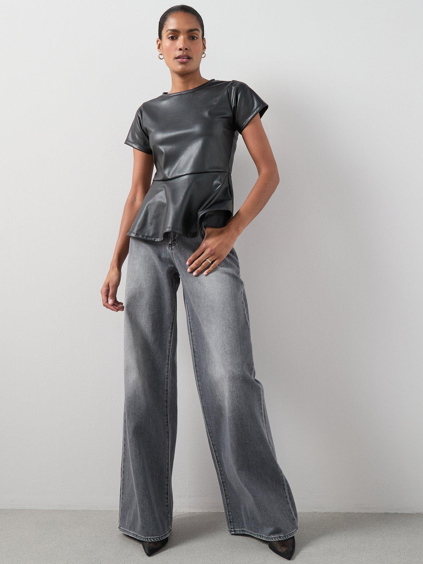 the-very-collection-pu-seam-detail-peplum-top-blackdetail
