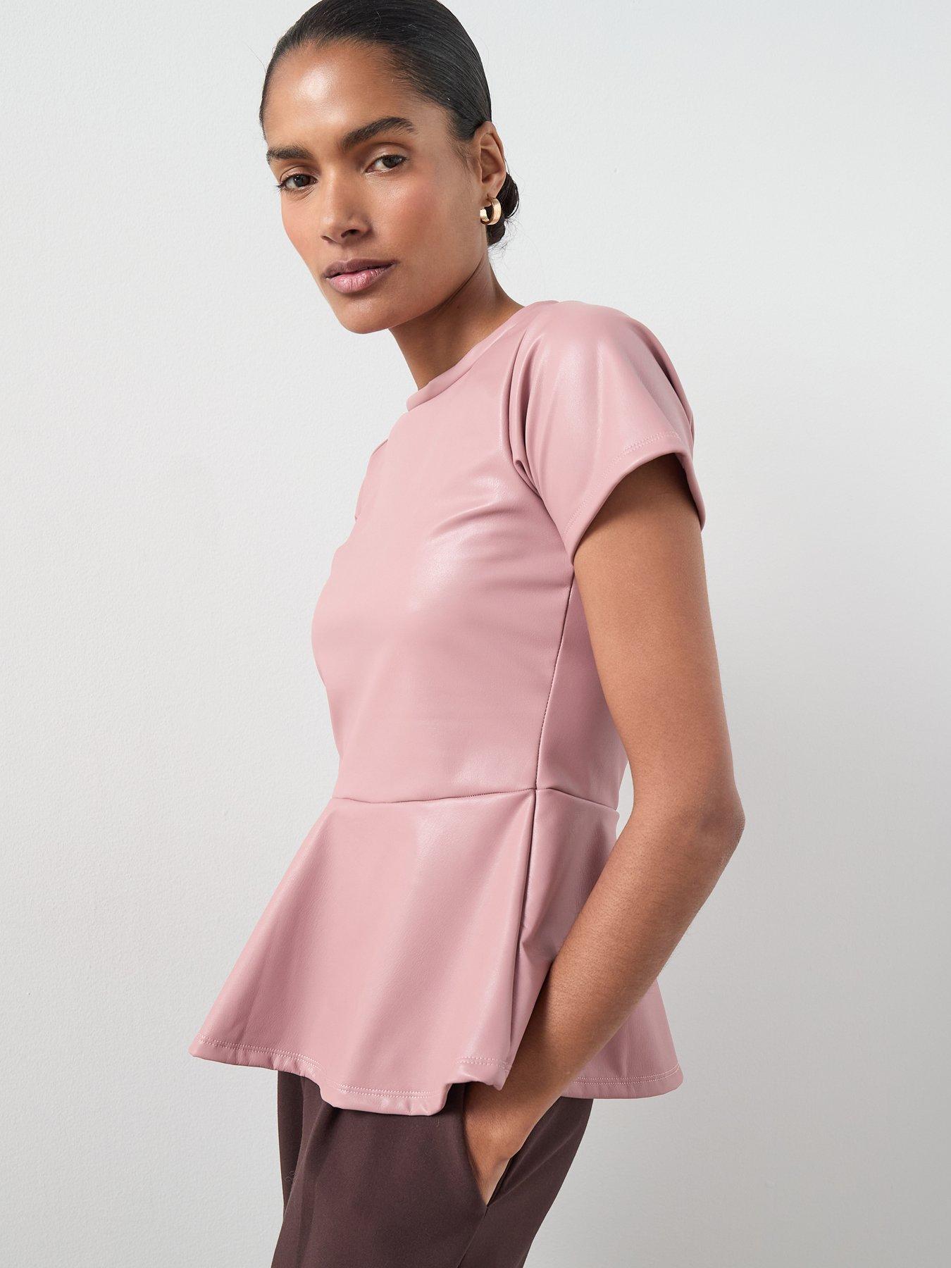 the-very-collection-pu-seam-detail-peplum-top-pinkfront