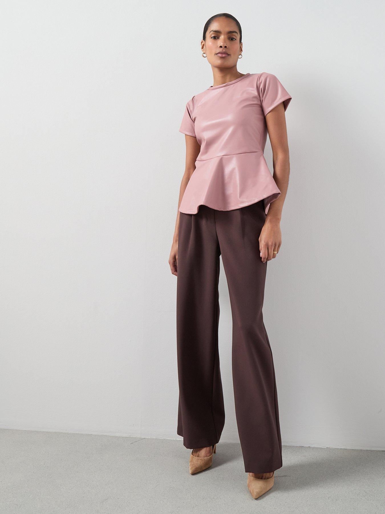 The Very Collection Pu Seam Detail Peplum Top - Pink | Very Ireland