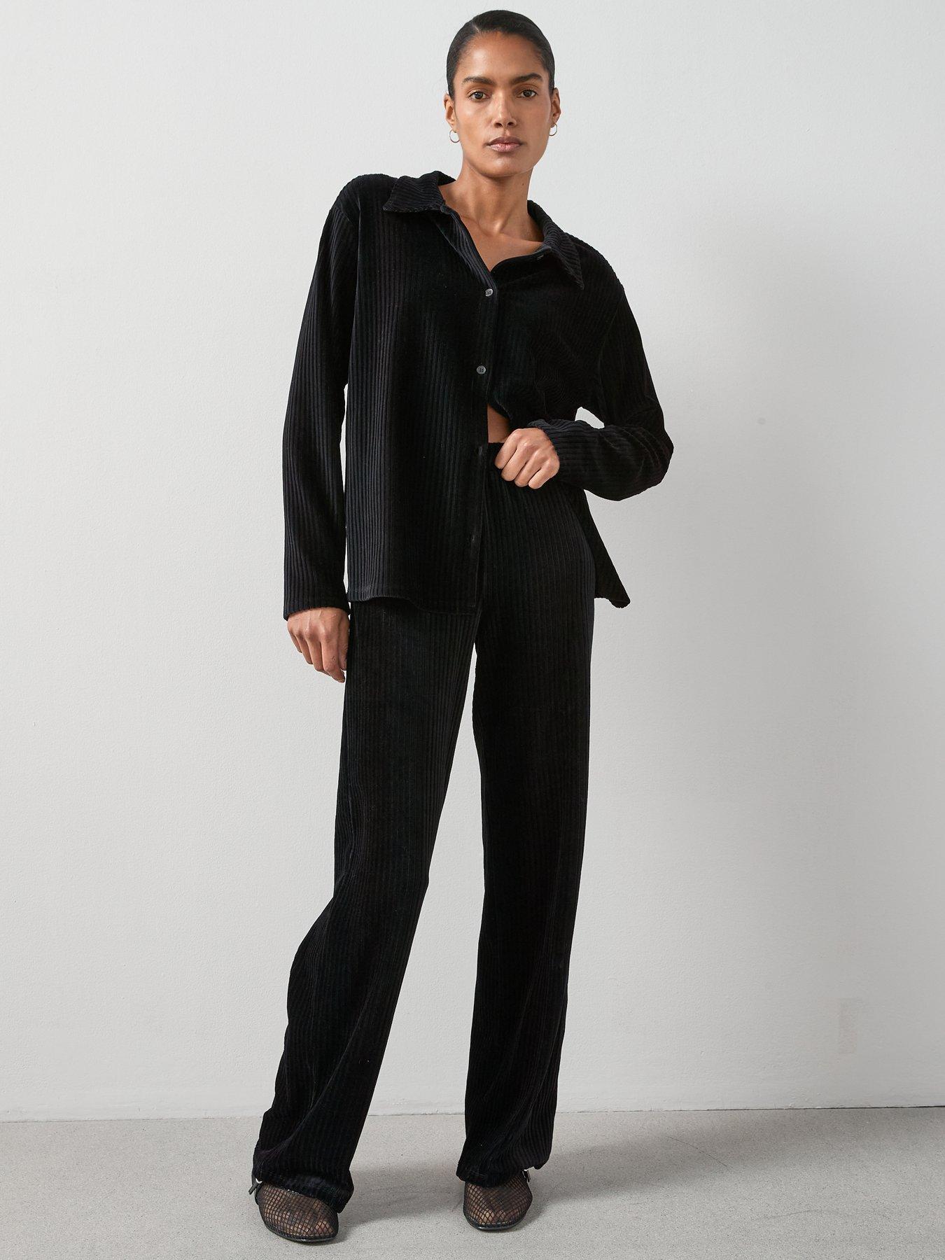 the-very-collection-textured-cord-oversized-shirt-co-ord-blackback