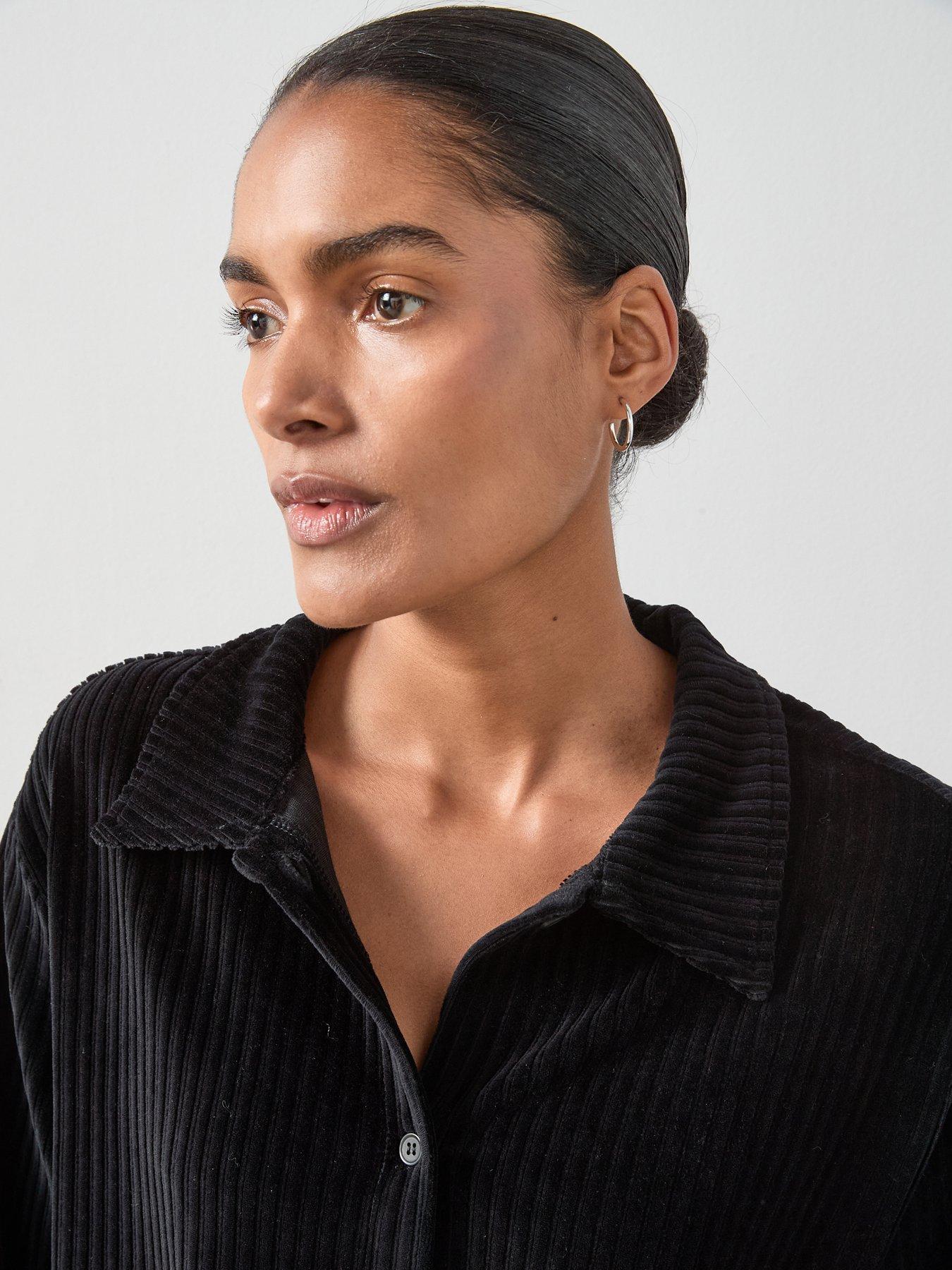 the-very-collection-textured-cord-oversized-shirt-co-ord-blackdetail