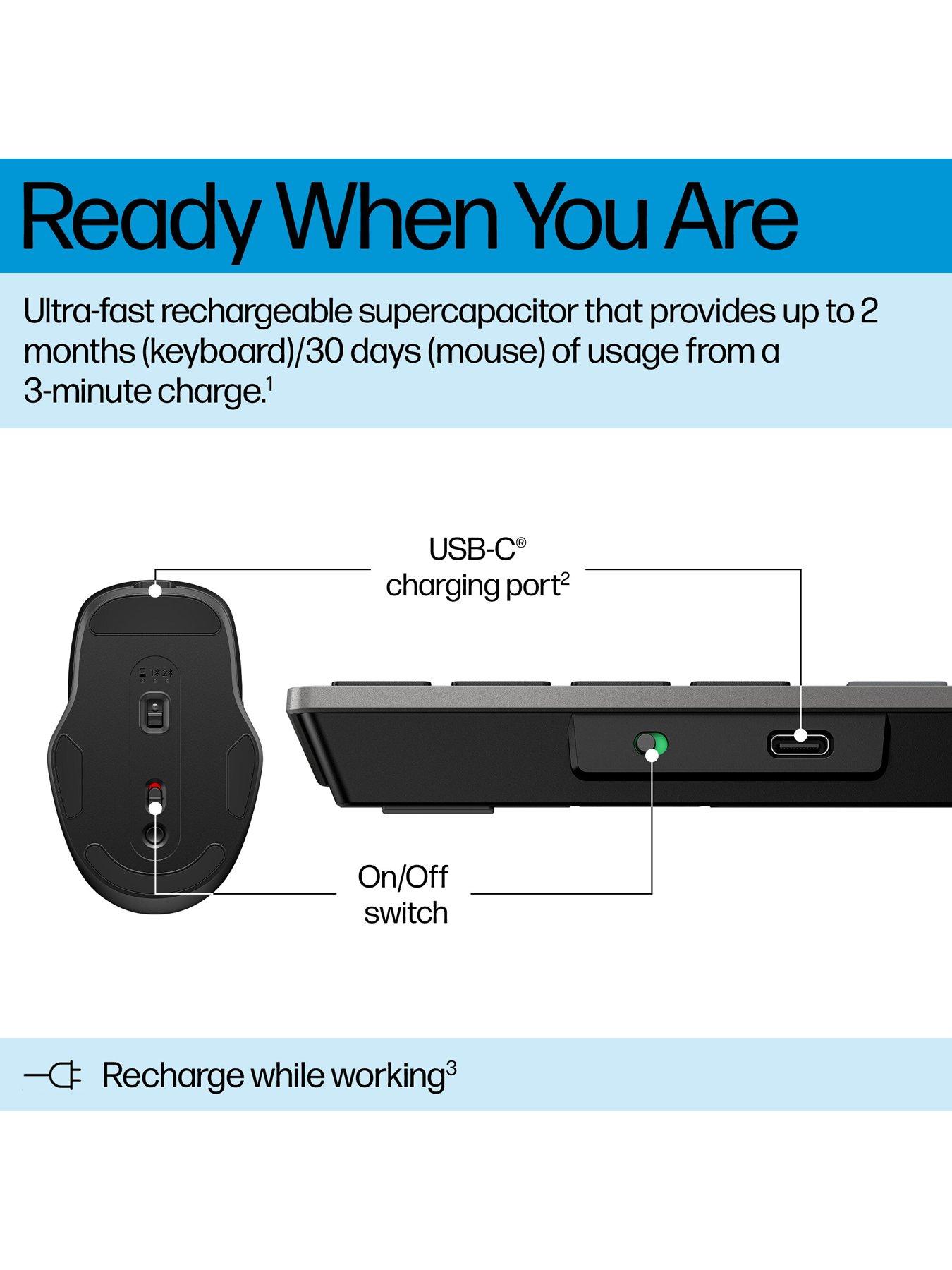 Image 4 of 7 of HP HP 720 Multi-Device Rechargeable Wireless Keyboard and Mouse Combo