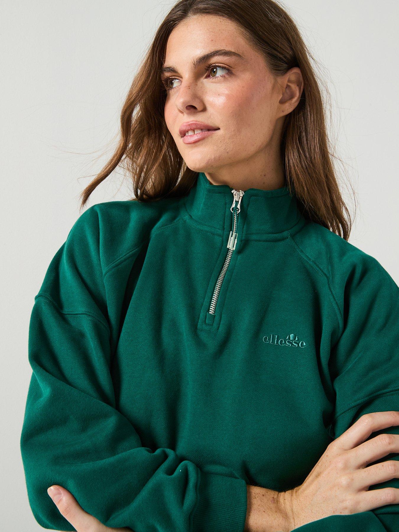 ellesse-womens-carrera-14-zip-top-dark-greendetail