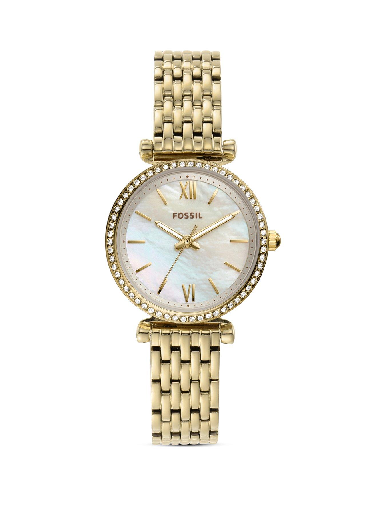 Fossil Women's Carlie Three-Hand, Gold-Tone Stainless Steel Watch, ES4735