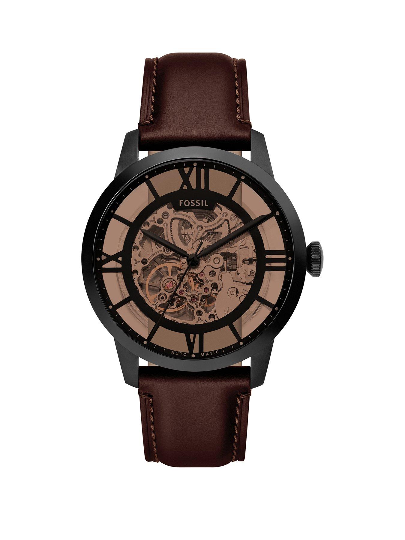 Fossil Men's Townsman Automatic, Dark Brown Leather Watch, ME3098
