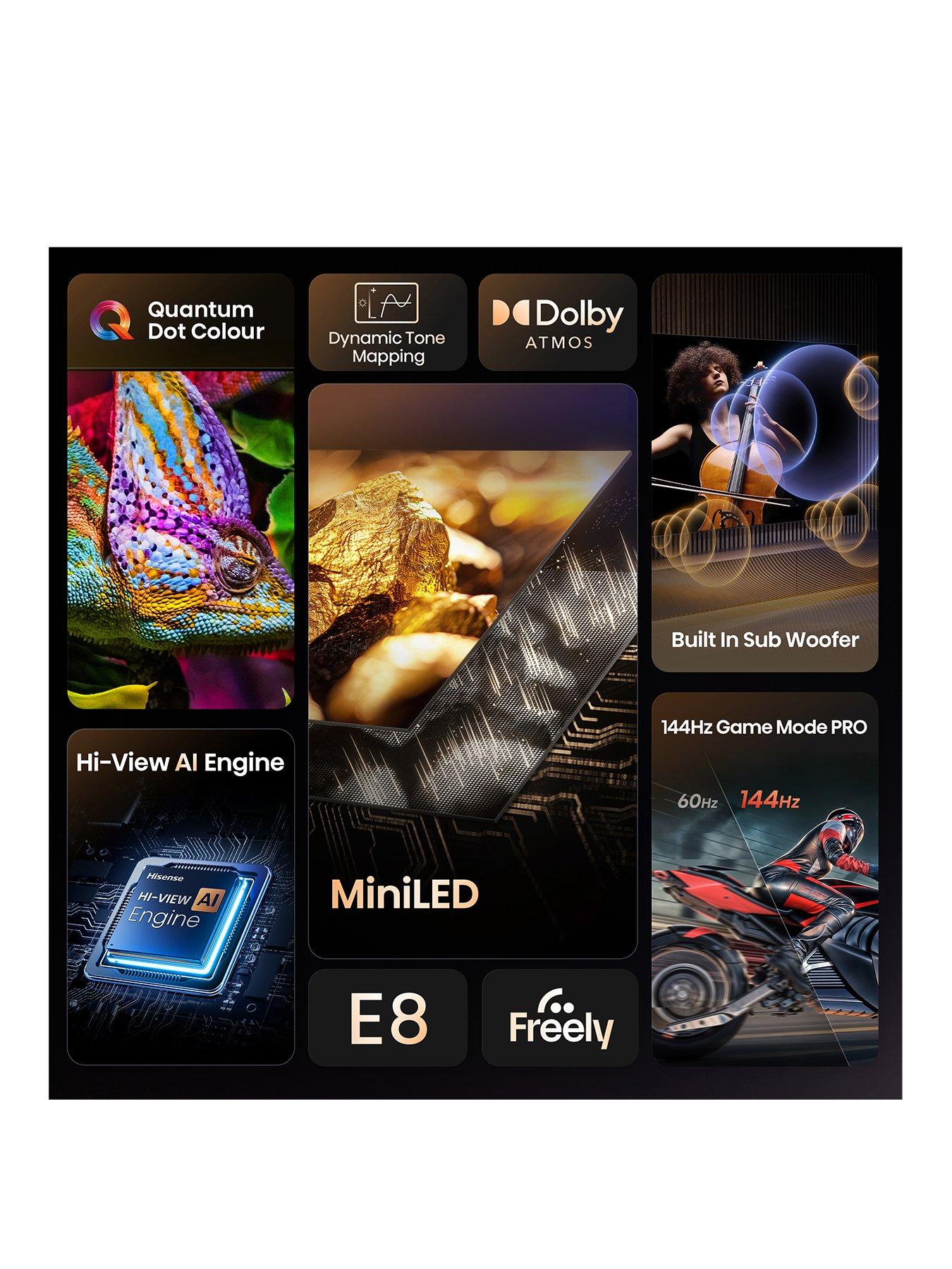 Image 3 of 7 of Hisense Hisense 55" E8QTUK MiniLED QLED 144Hz Smart AI TV with Freely