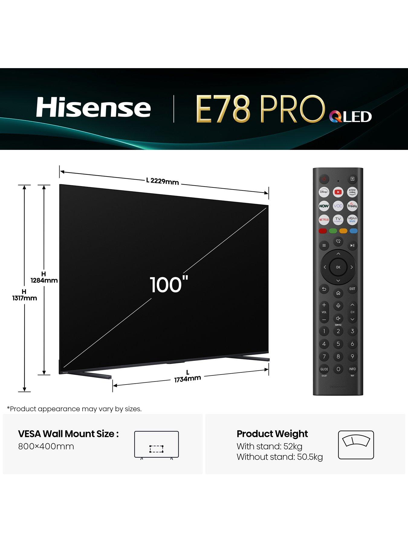 Image 6 of 7 of Hisense Hisense 100" E78QTUK PRO 144Hz QLED Smart AI TV with Freely