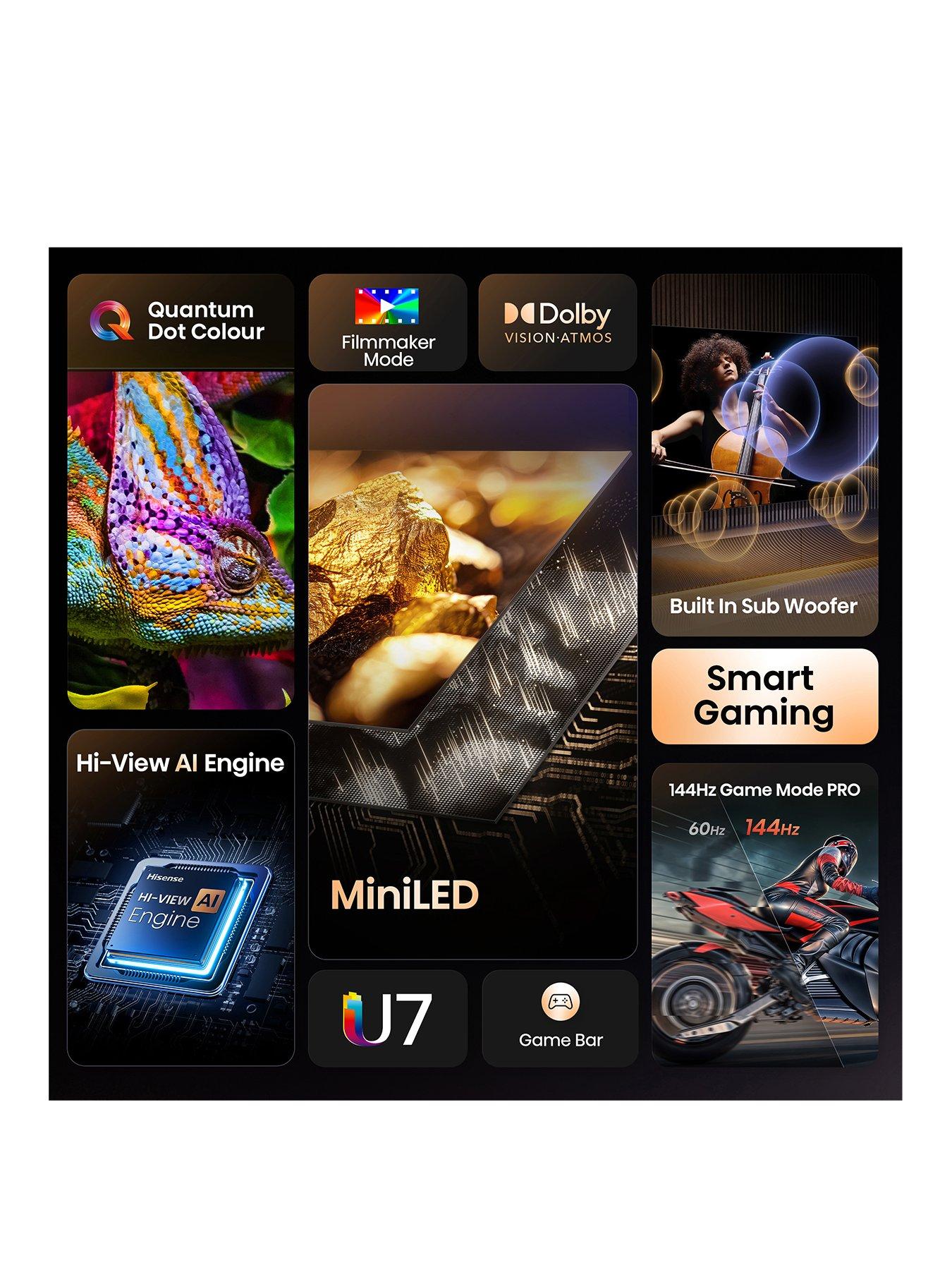 Image 3 of 7 of Hisense Hisense 75" U7QTUK MiniLED QLED 144Hz Smart AI TV with Freely