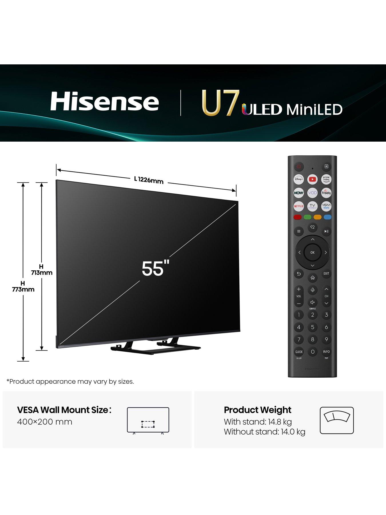 Image 6 of 7 of Hisense Hisense 55" U7QTUK MiniLED QLED 144Hz Smart AI TV with Freely