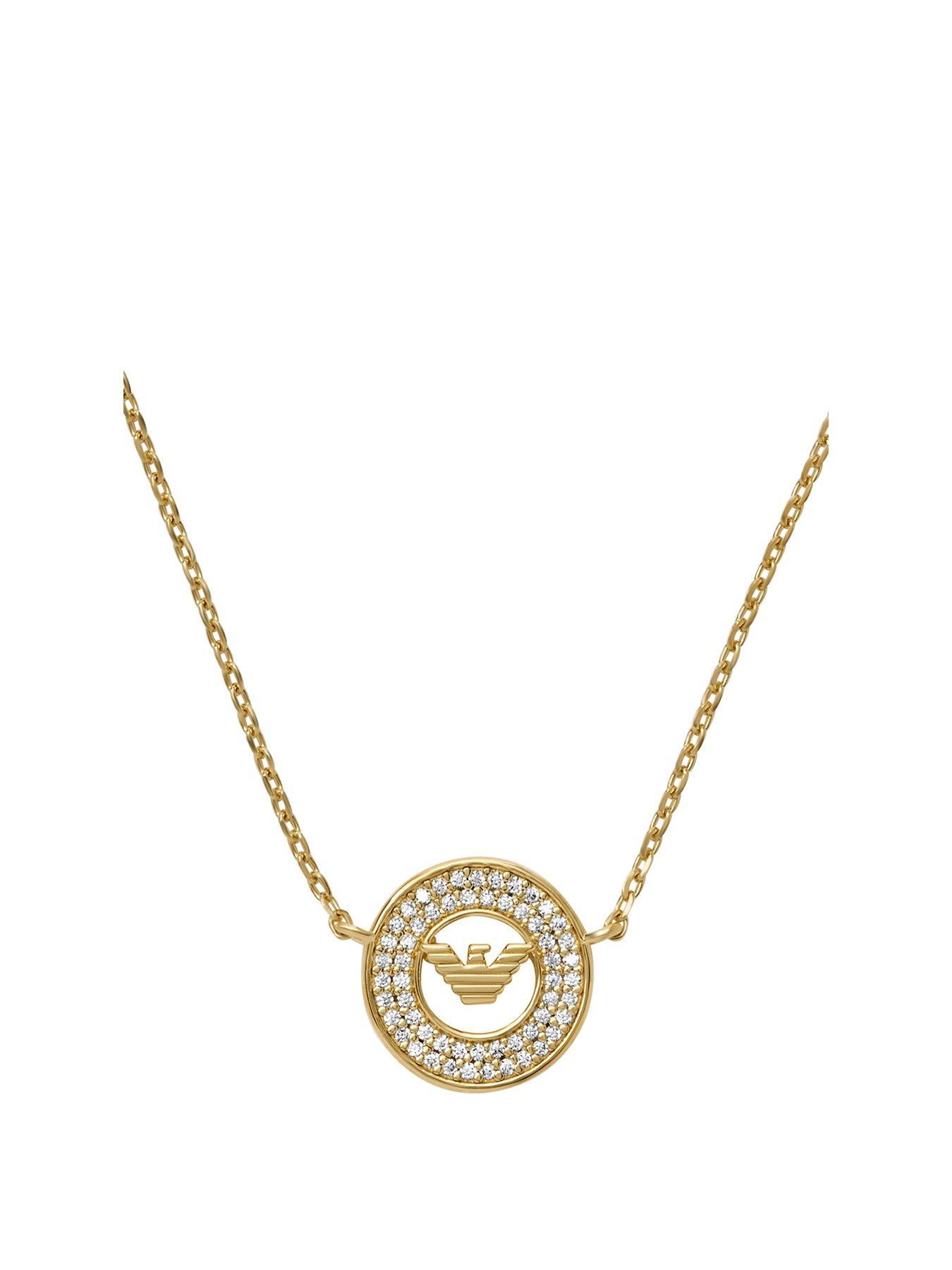 Emporio Armani Emporio Armani Women's Gold-Tone Sterling Silver Station Necklace, EG3628710