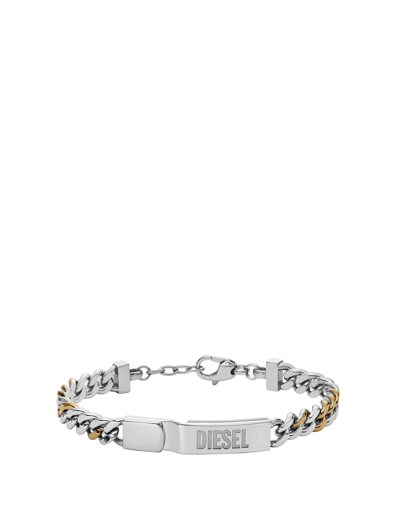 Diesel Men's 2-Tone Stainless Steel Id Chain Bracelet Dx1457931 - Silver