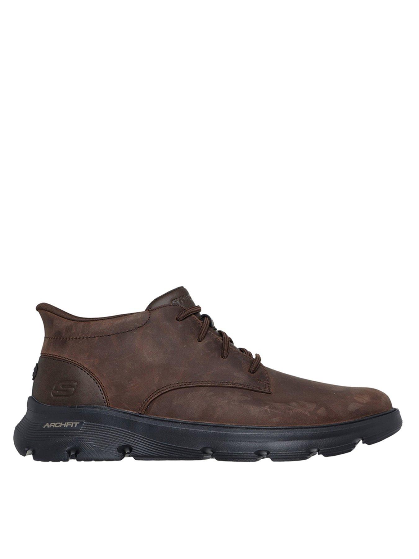 Skechers Arch Fit Slip In Garza Work Lace Boots - Brown