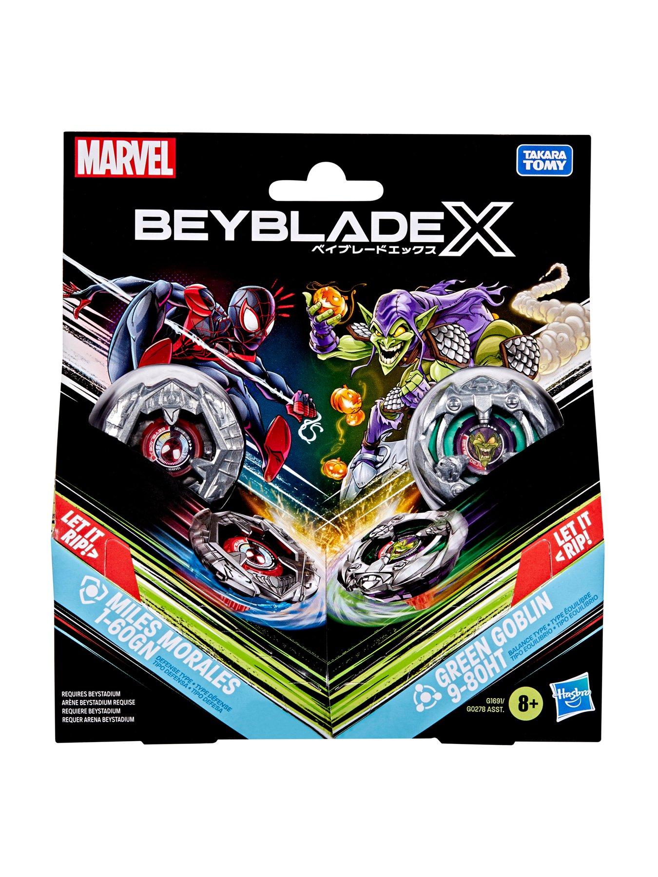beyblades-beyblade-x-and-marvel-collab-miles-morales-1-60gn-vs-green-goblin-9-80htstillFront