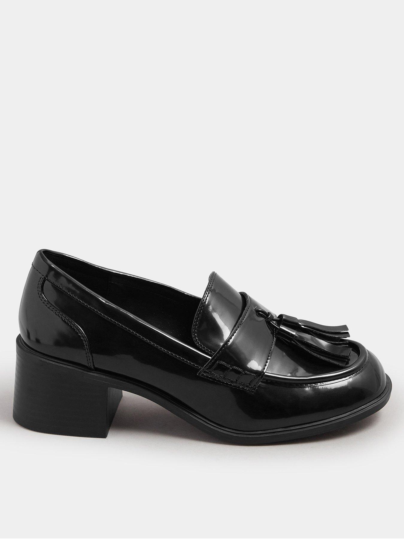 yours-extra-wide-fit-heeled-tassel-loafer-black