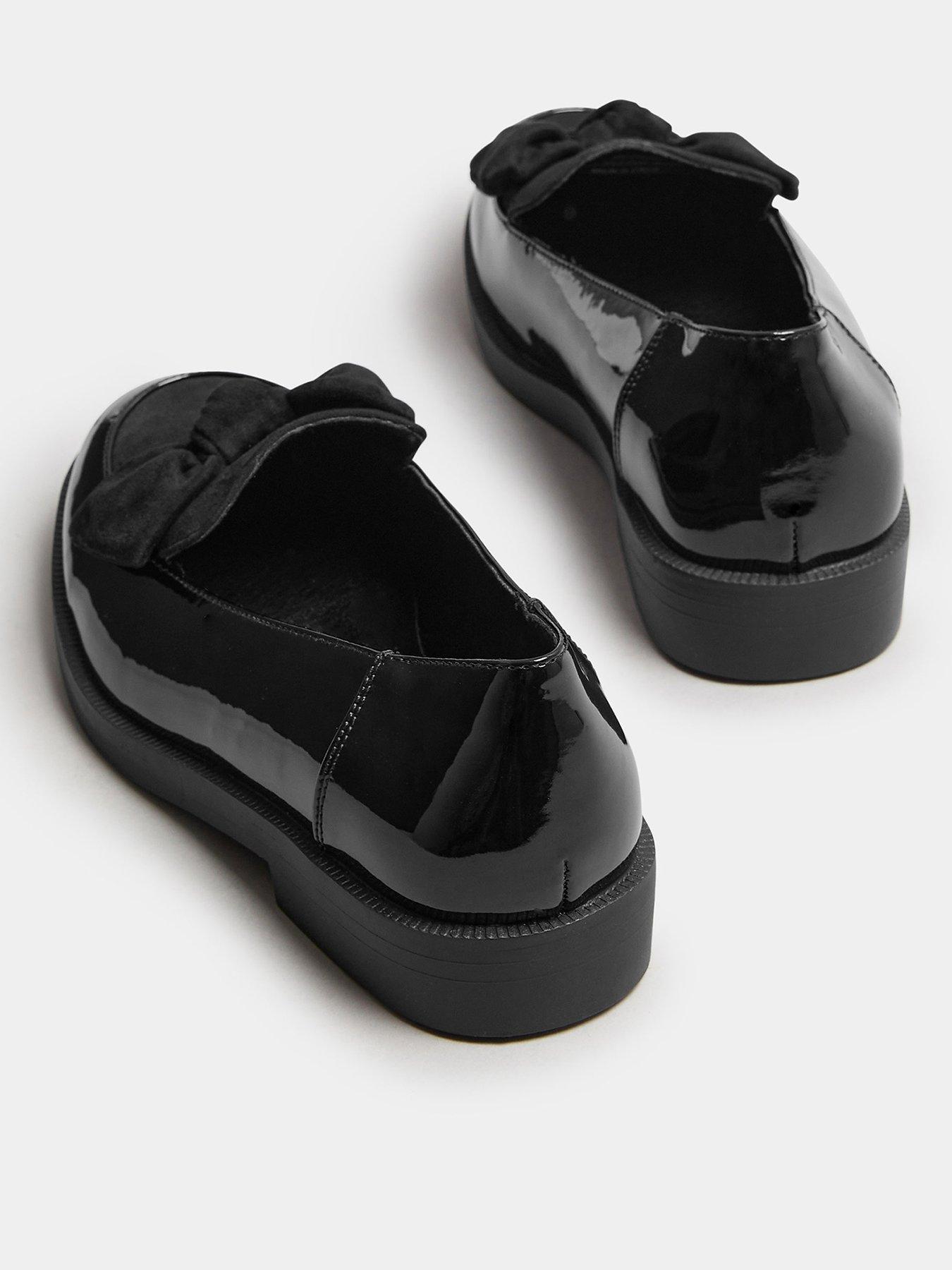 yours-extra-wide-fit-bow-patent-loafer-blackback
