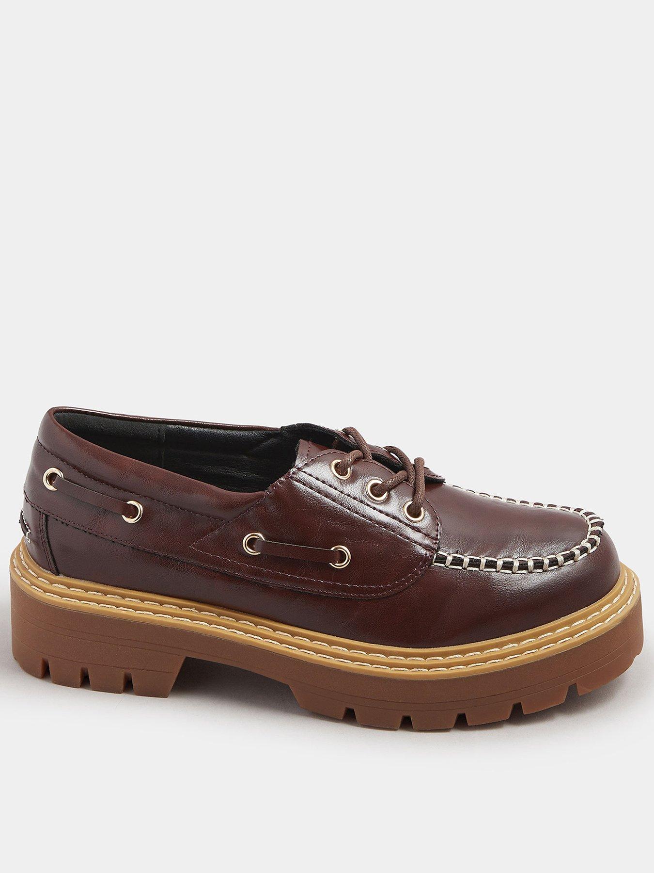 Yours Extra Wide Fit Chunky Lace Up Boat Shoe - Brown