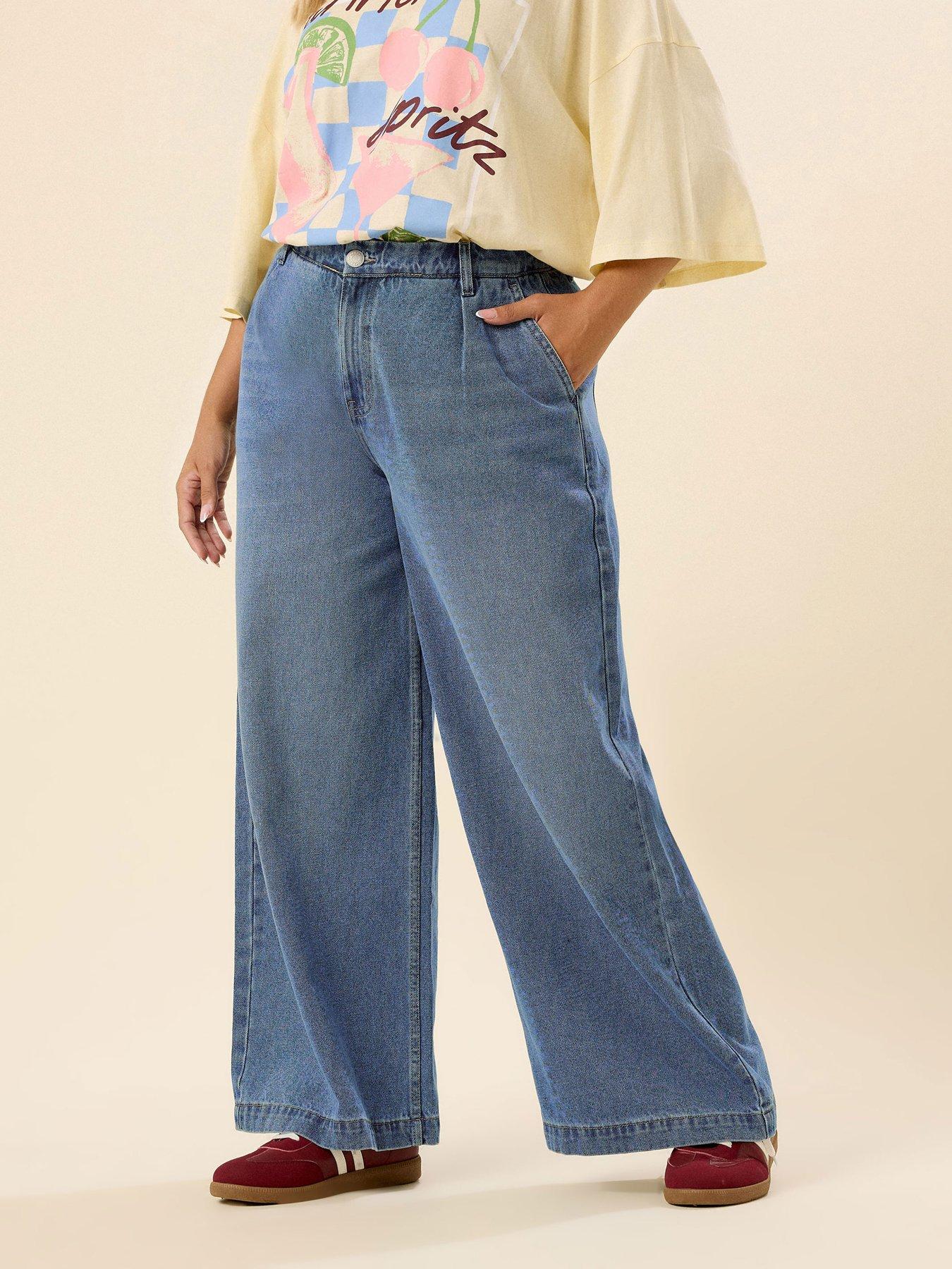 Image 1 of 4 of Yours Curve Rigid Palazzo Jean - Blue