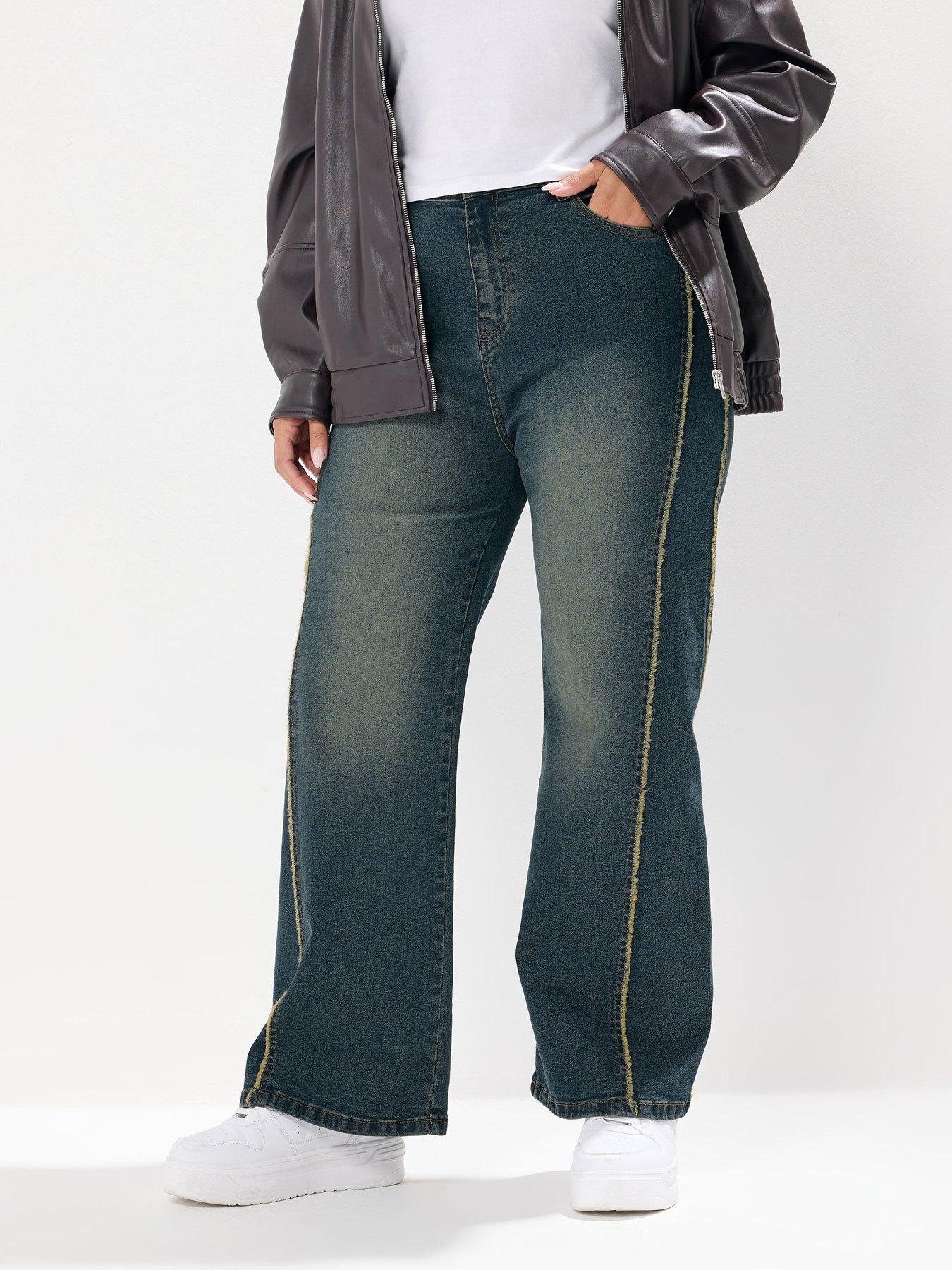 yours-curve-raw-side-seam-wide-leg-jeans-blue