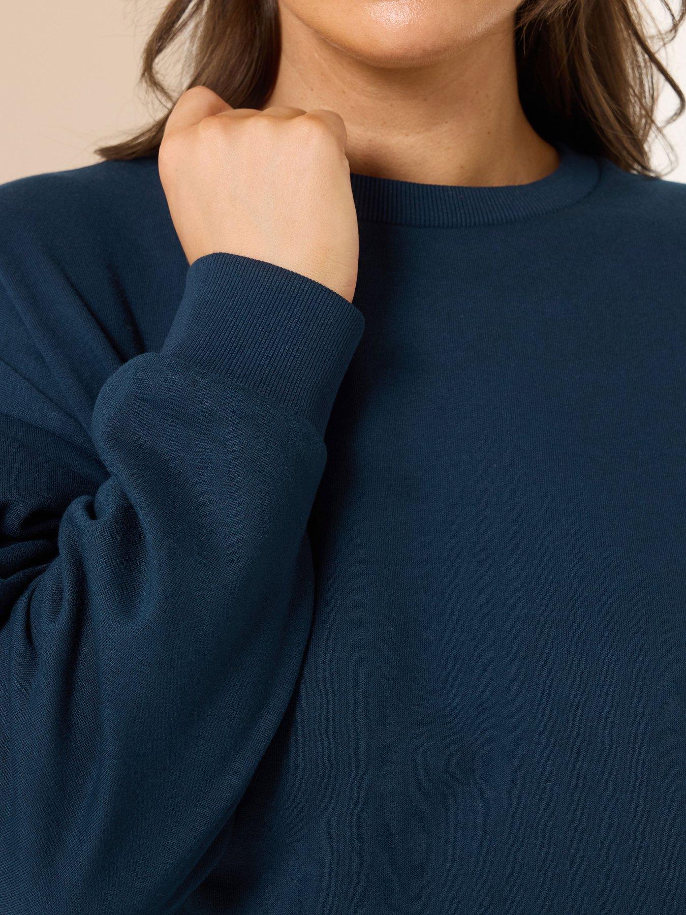 Image 4 of 4 of Yours Curve Crew Neck Sweatshirt - Blue