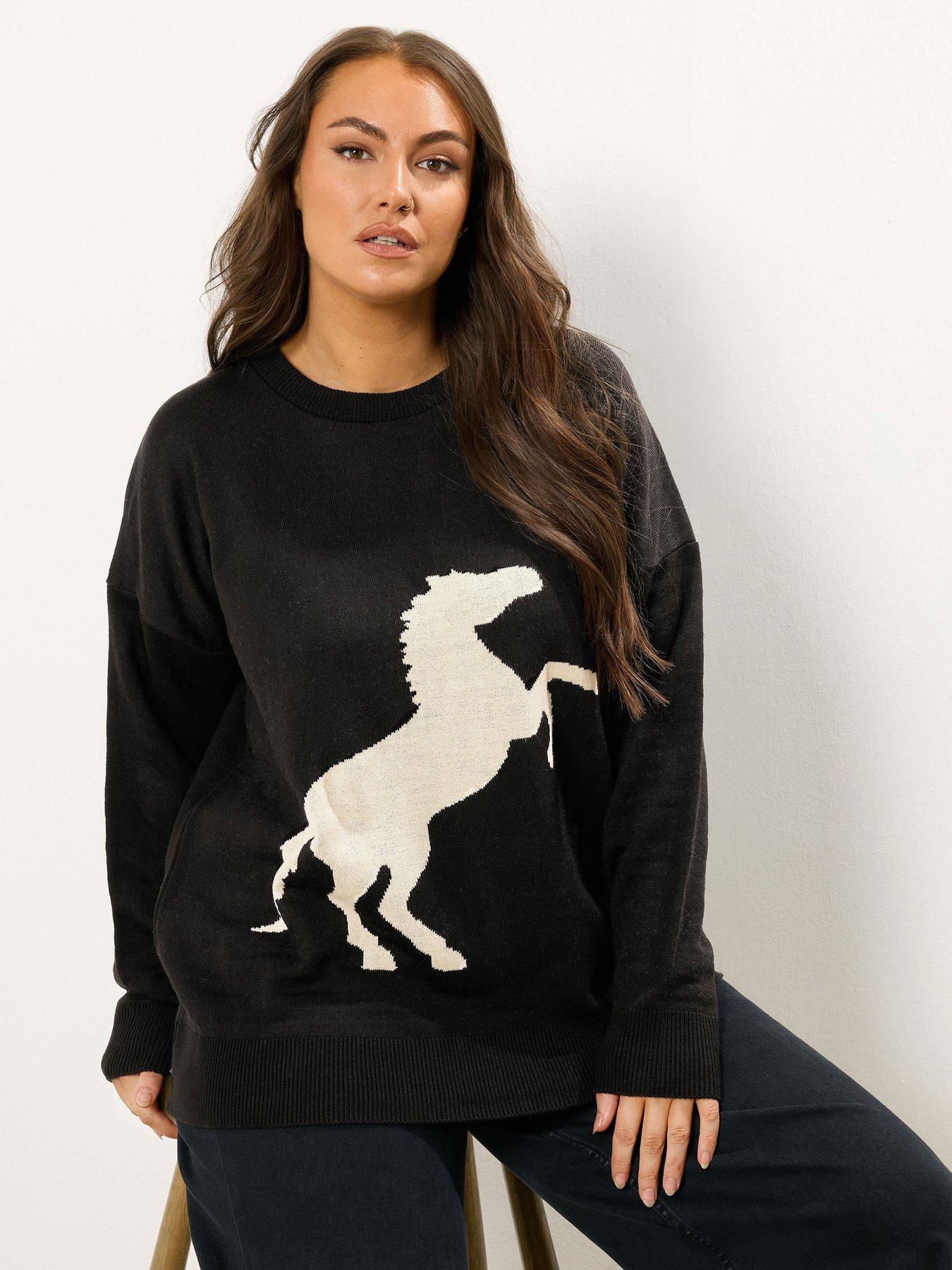 Yours Curve Western Horse Jumper - Black