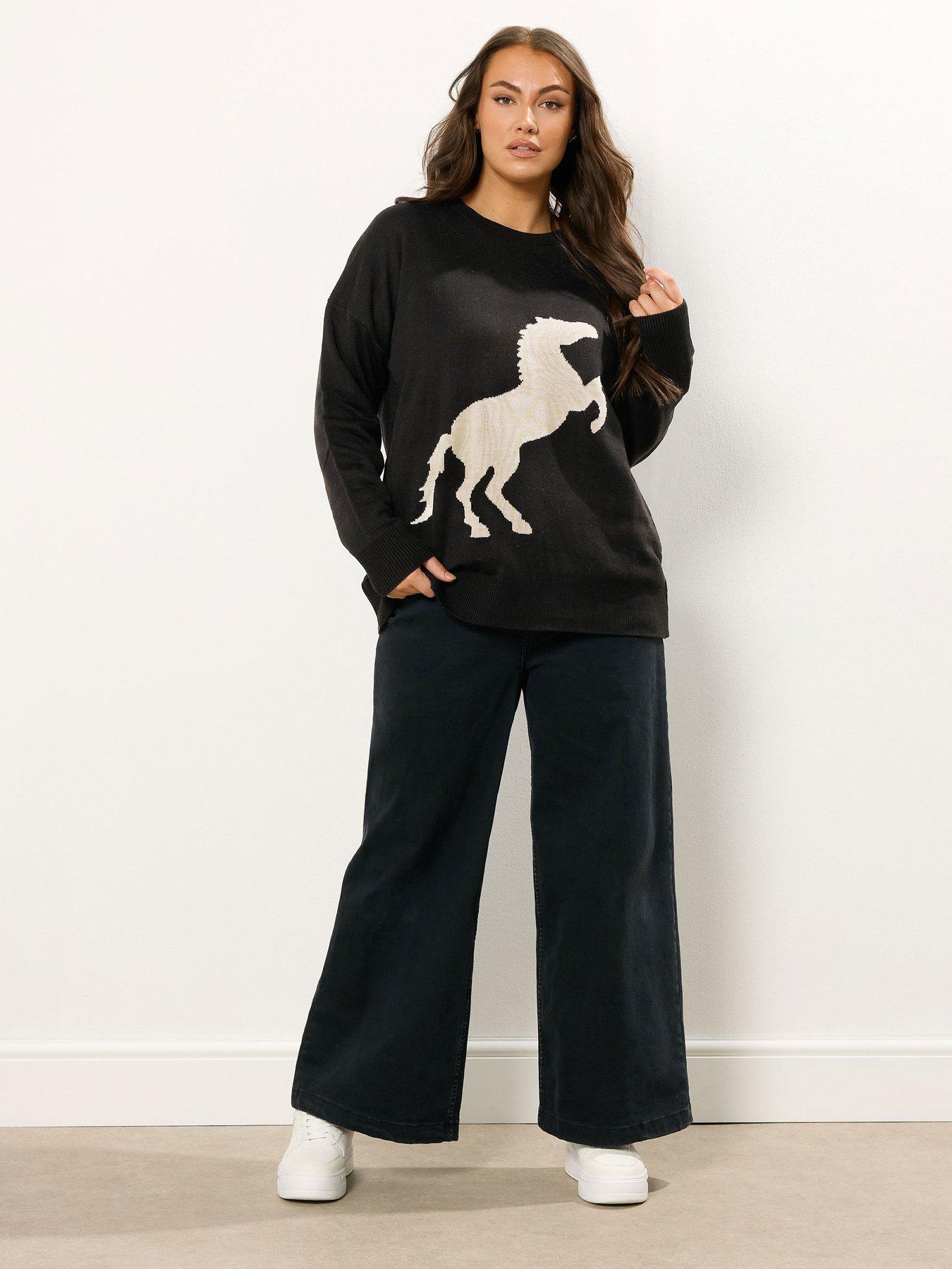 Image 3 of 4 of Yours Curve Western Horse Jumper - Black
