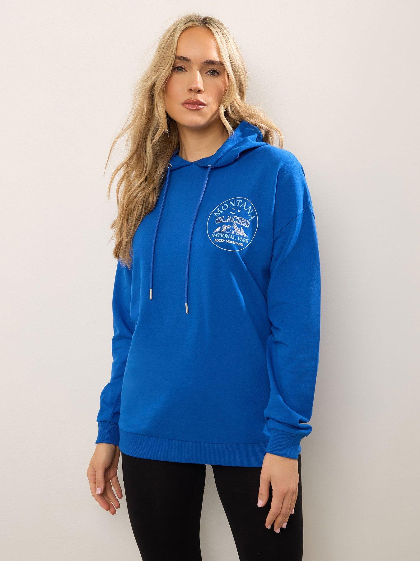 Long Tall Sally Printed Overhead Hoodie - Blue