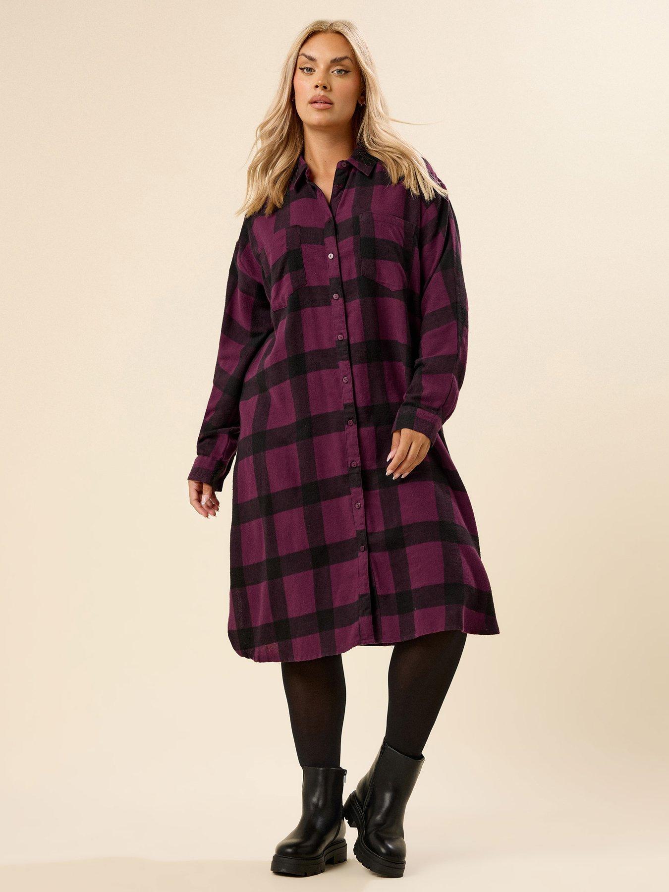 yours-curve-longline-check-shirt-redfront