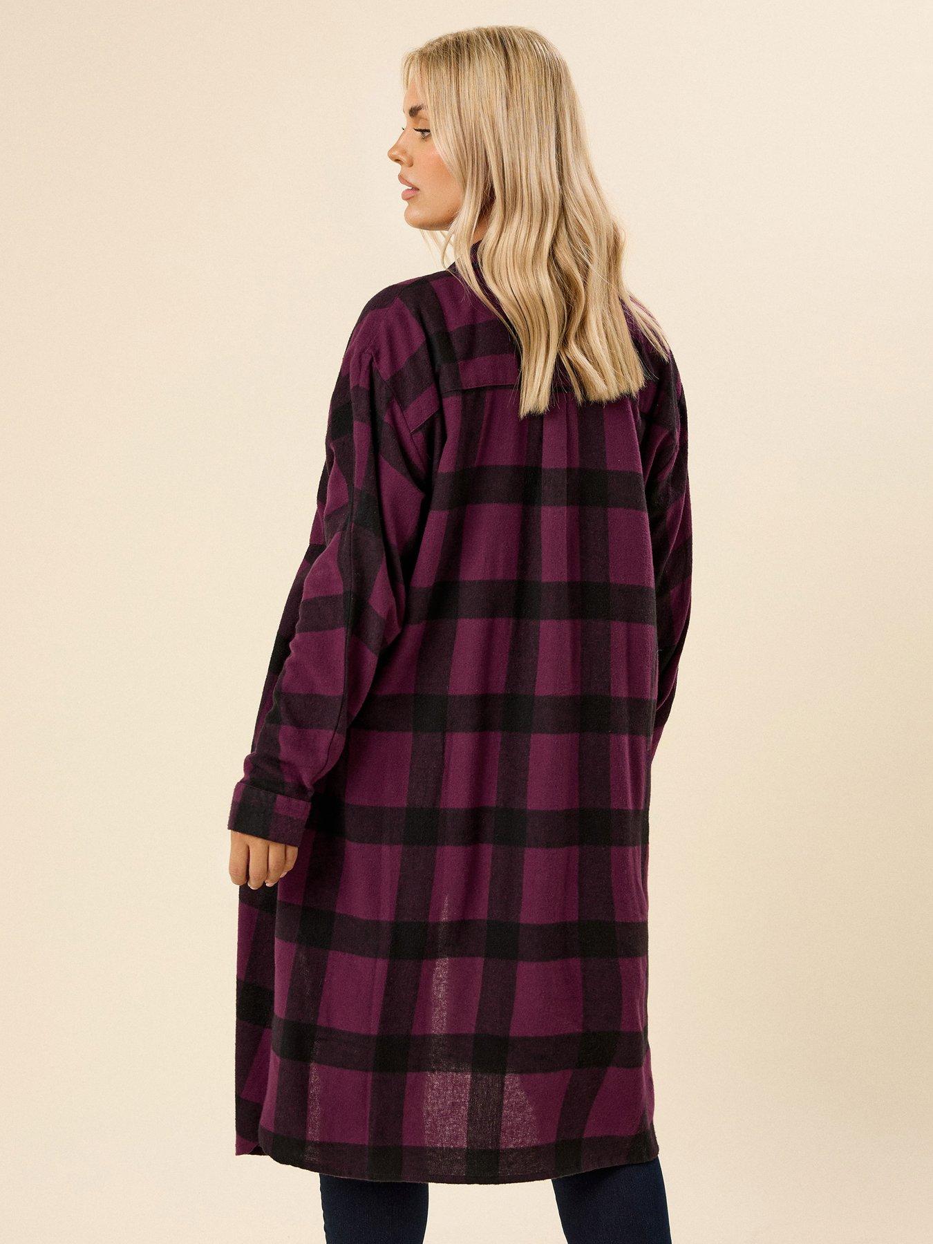 yours-curve-longline-check-shirt-redstillFront