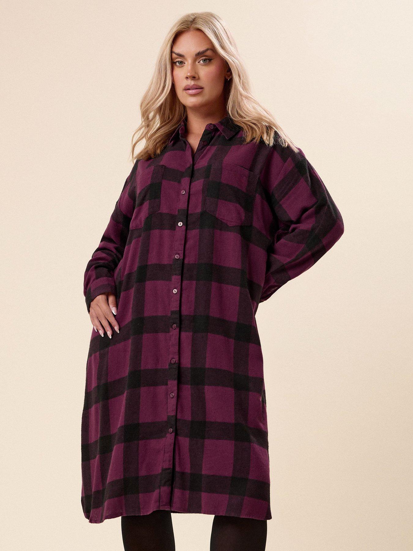 yours-curve-longline-check-shirt-redoutfit