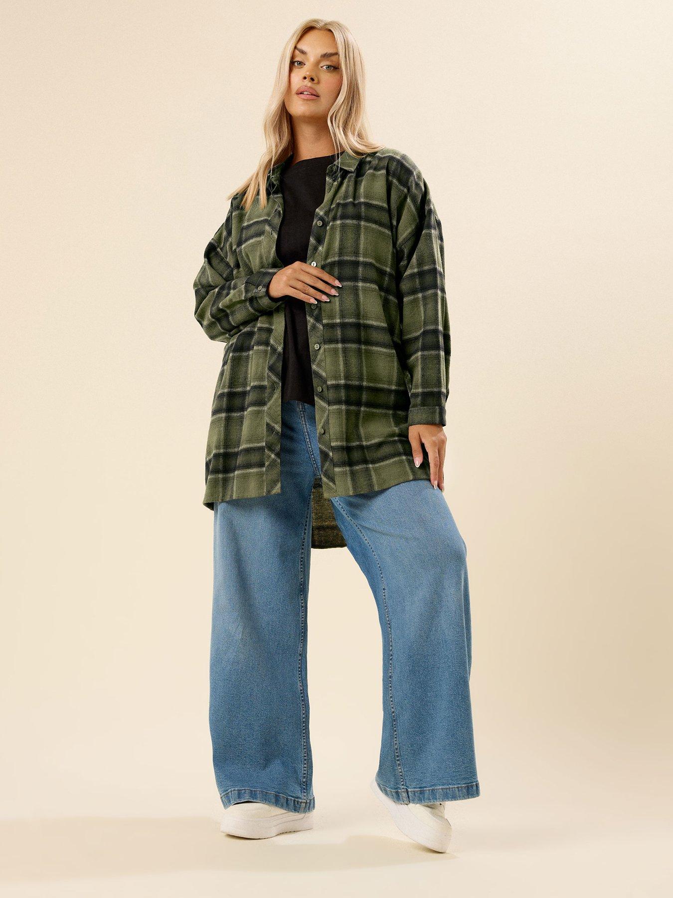 yours-curve-oversized-check-shirt-greenback
