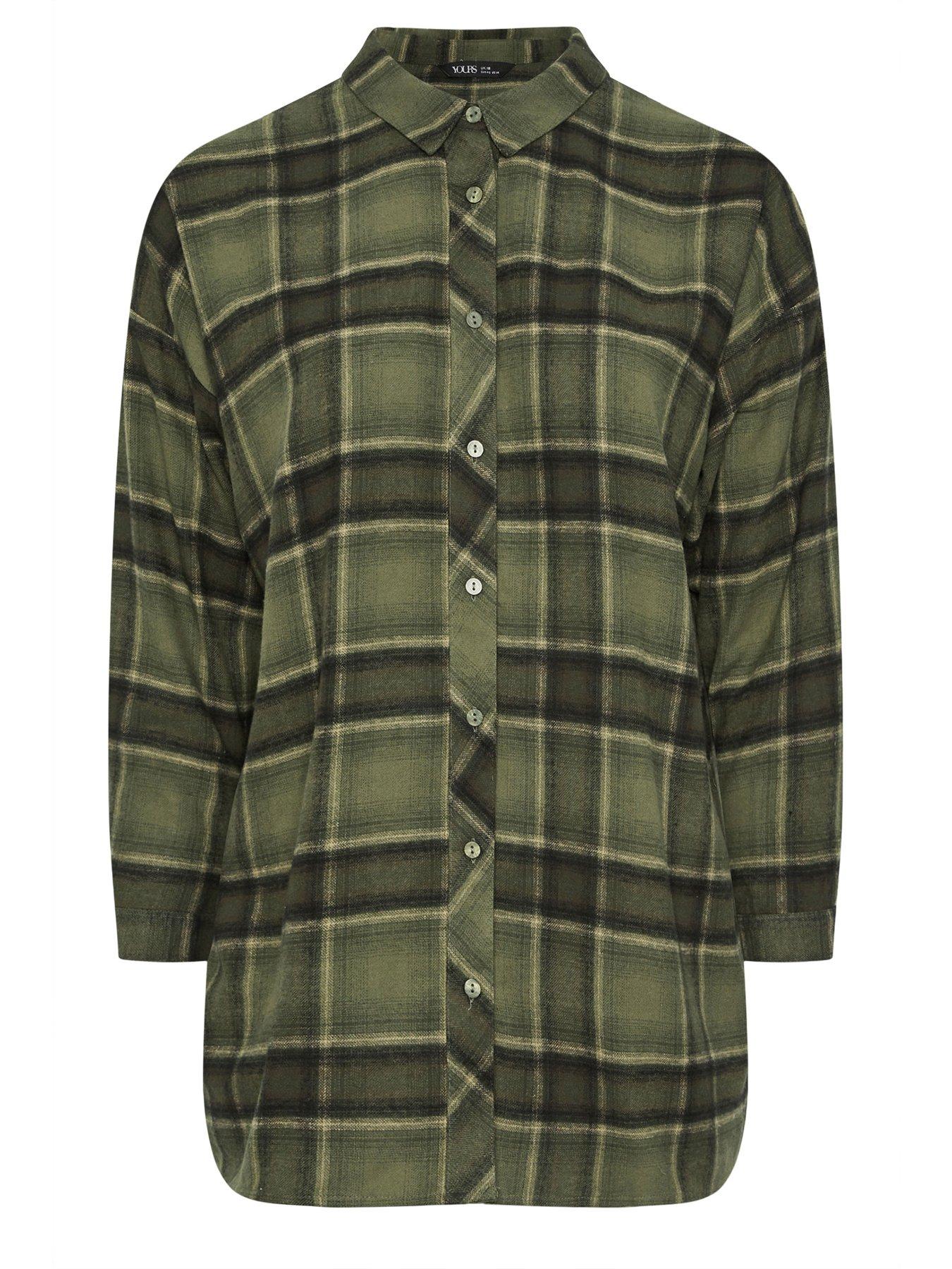 yours-curve-oversized-check-shirt-greendetail