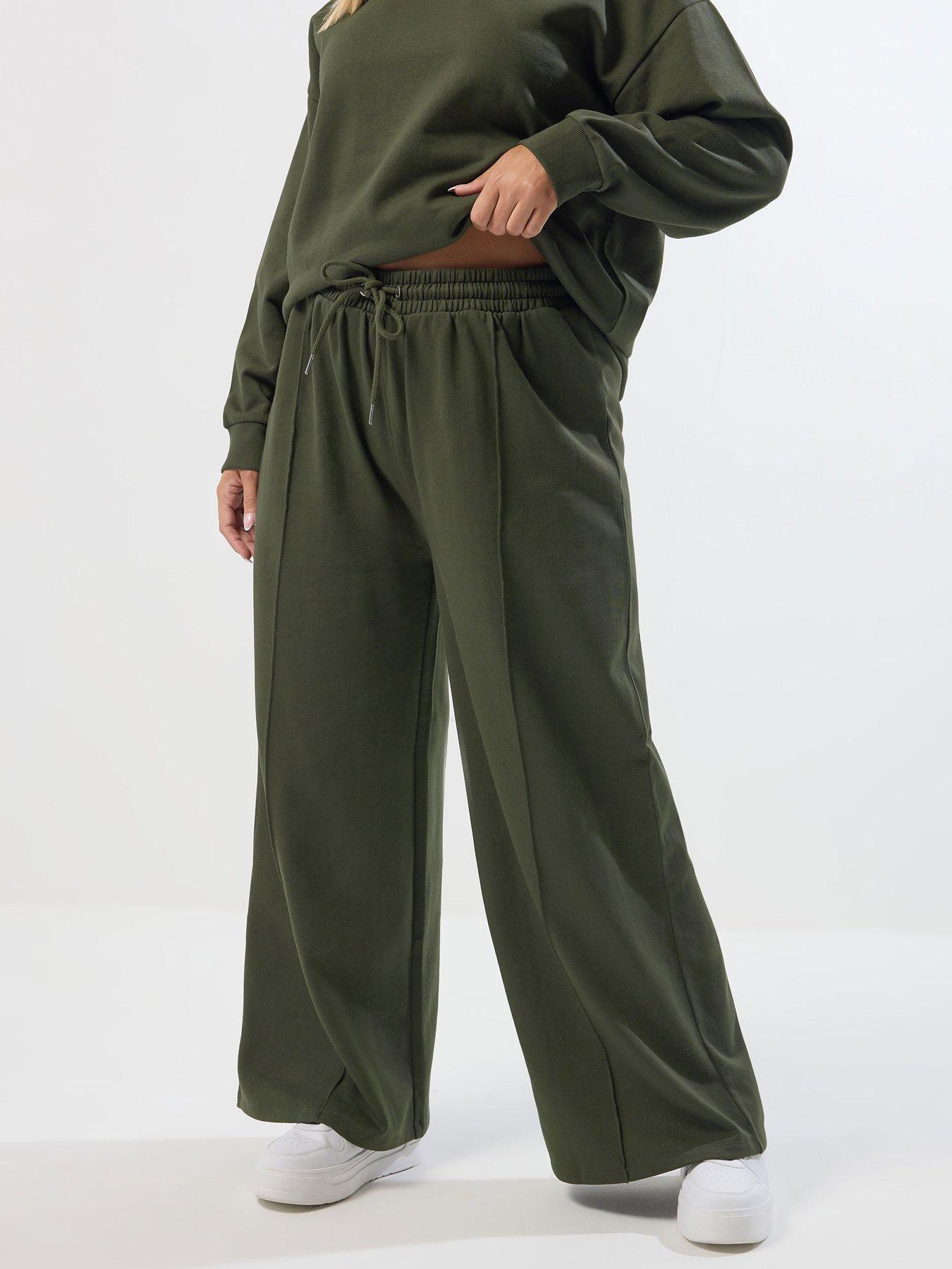 Yours Curve Wide Leg Jogger - Green