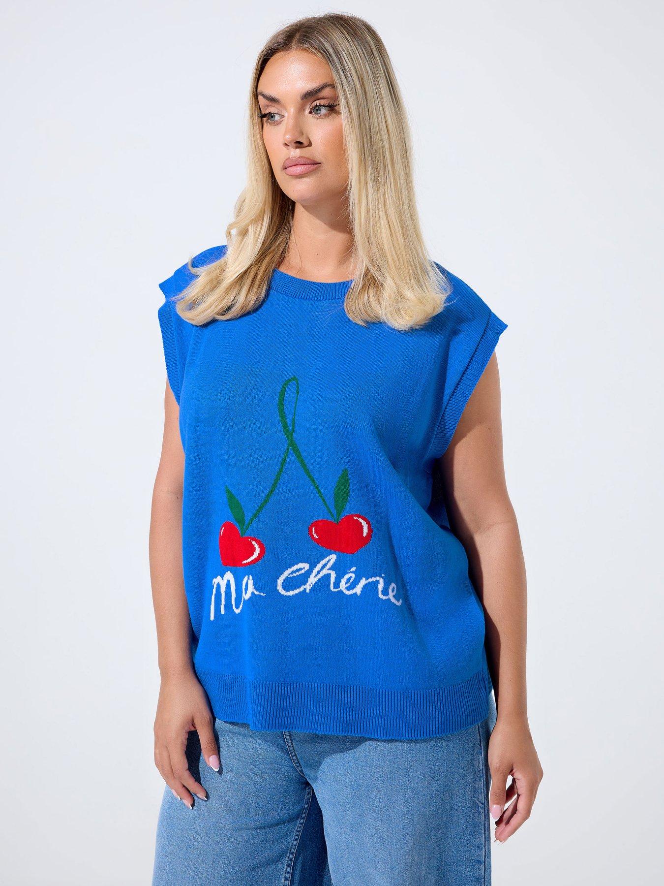 undefined Curve Cherry Knitted Tank Vest
