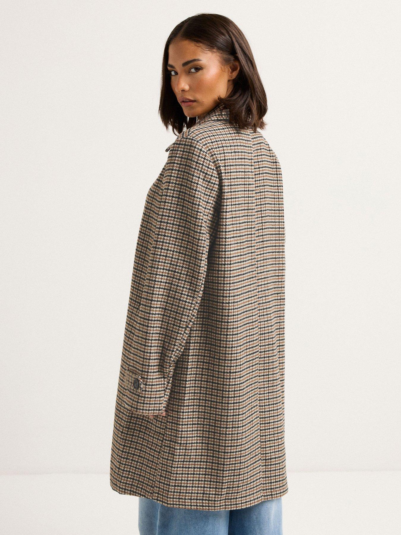 Image 2 of 4 of PixieGirl Petite Check Midi Coat - Brown