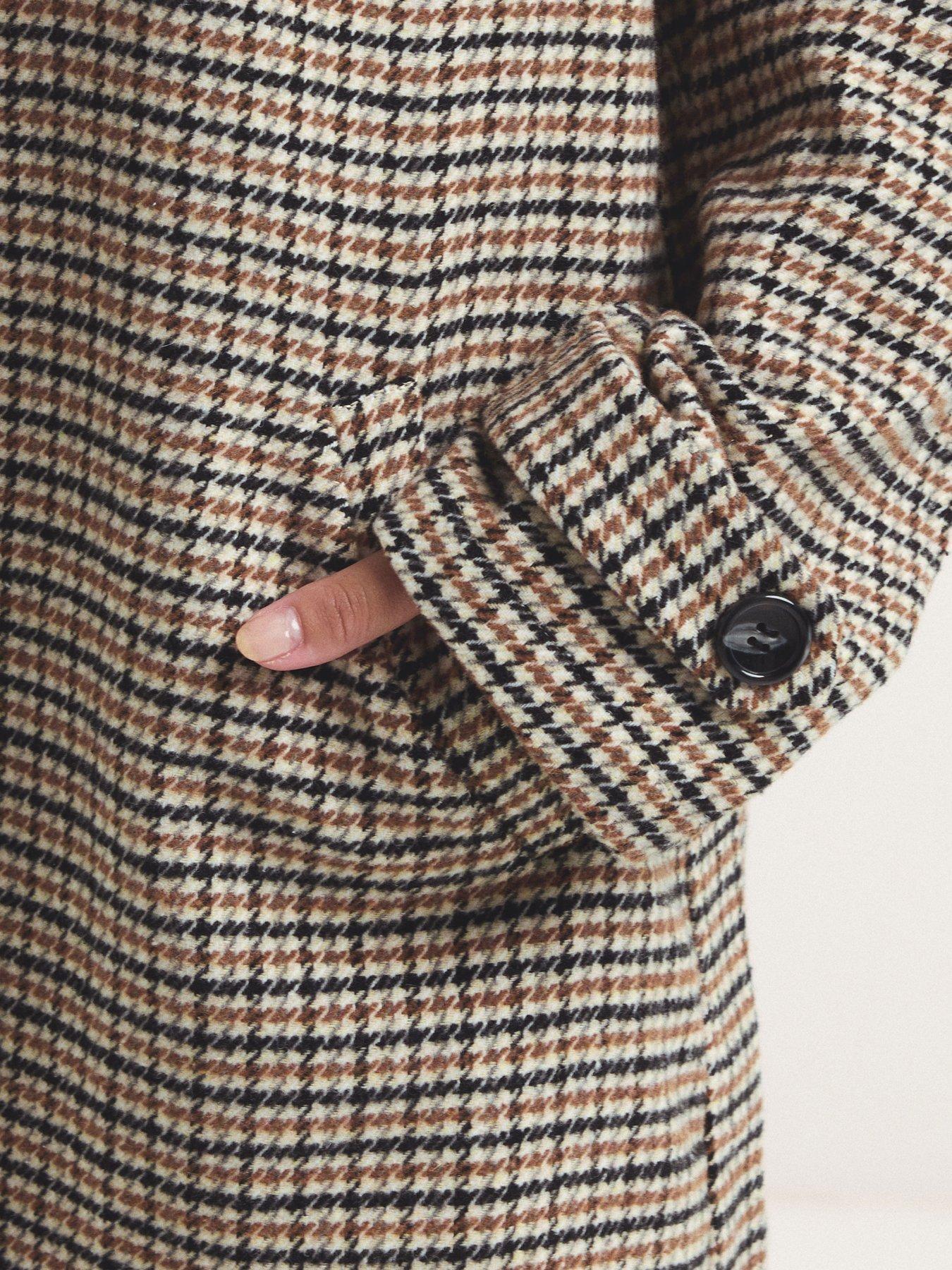 Image 4 of 4 of PixieGirl Petite Check Midi Coat - Brown