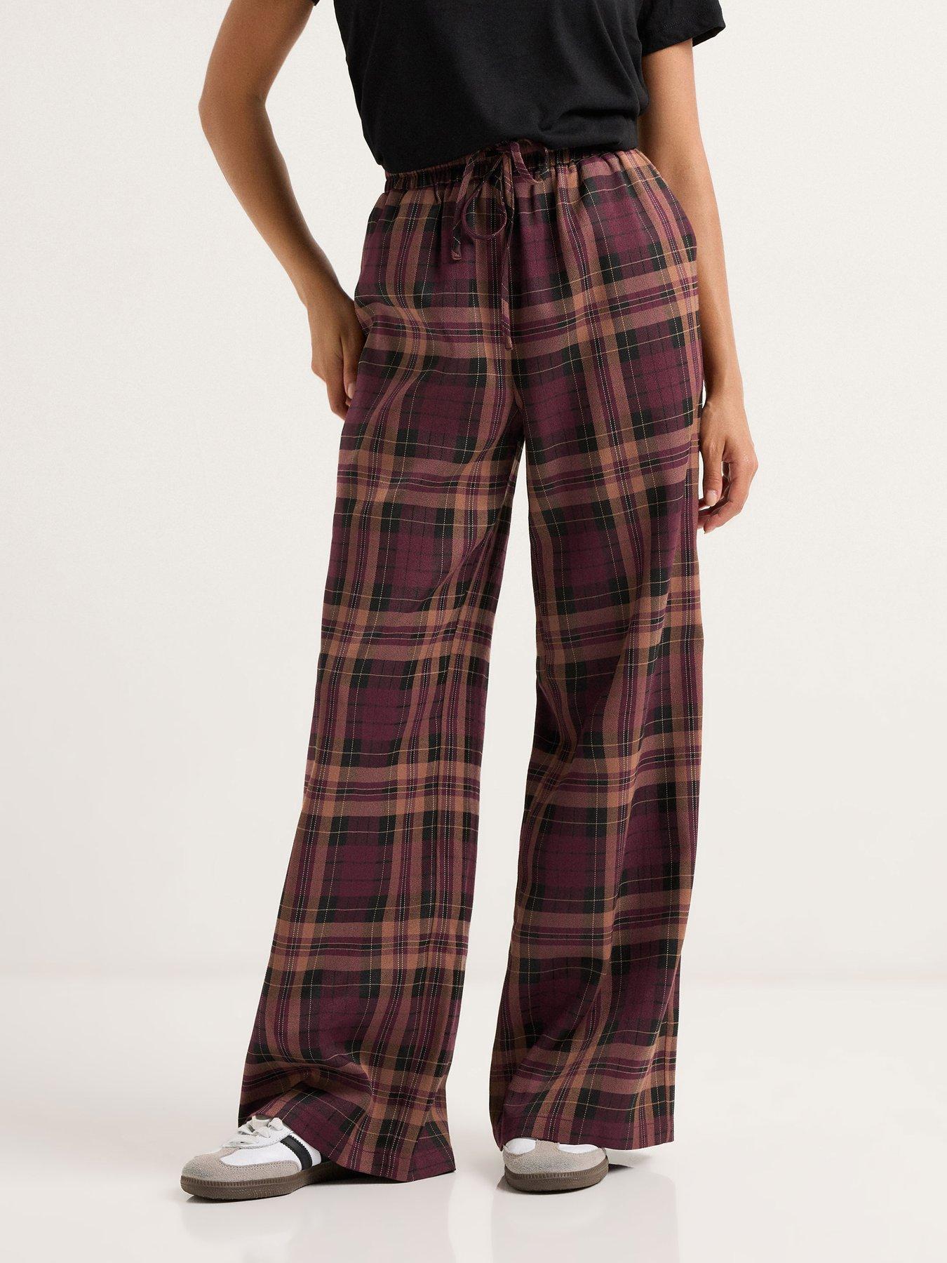 pixiegirl-petite-check-wide-leg-pull-on-trouser-redfront