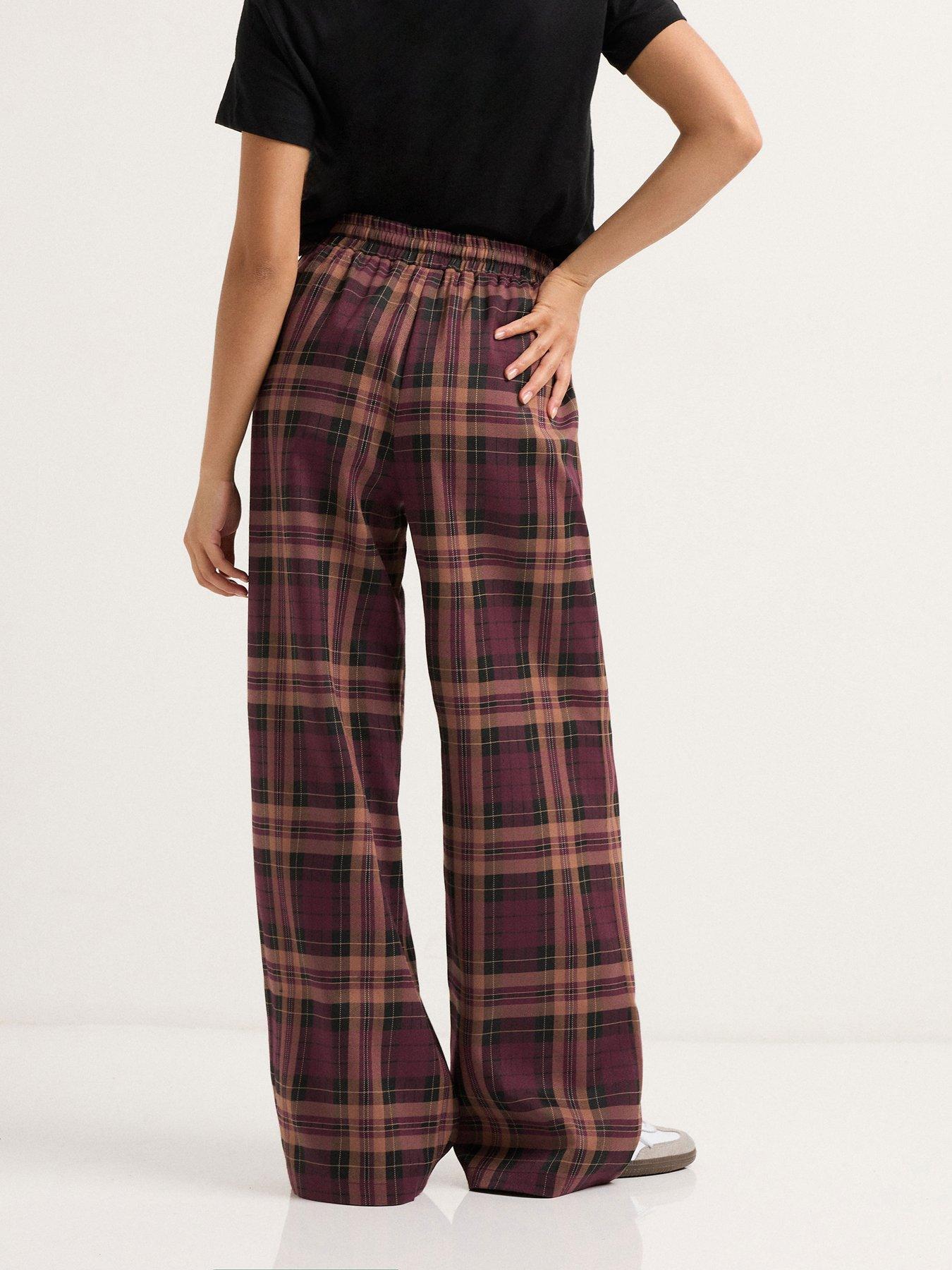 pixiegirl-petite-check-wide-leg-pull-on-trouser-redstillFront