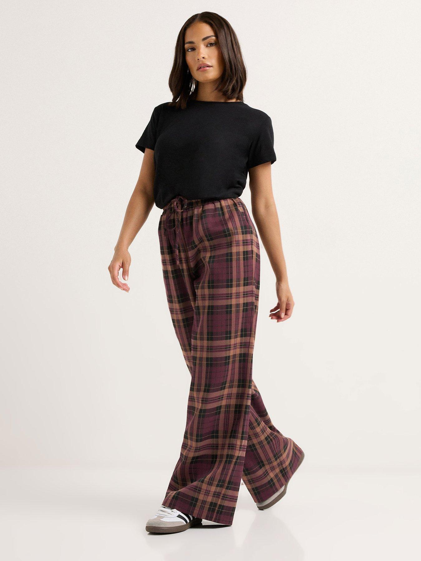 pixiegirl-petite-check-wide-leg-pull-on-trouser-redback