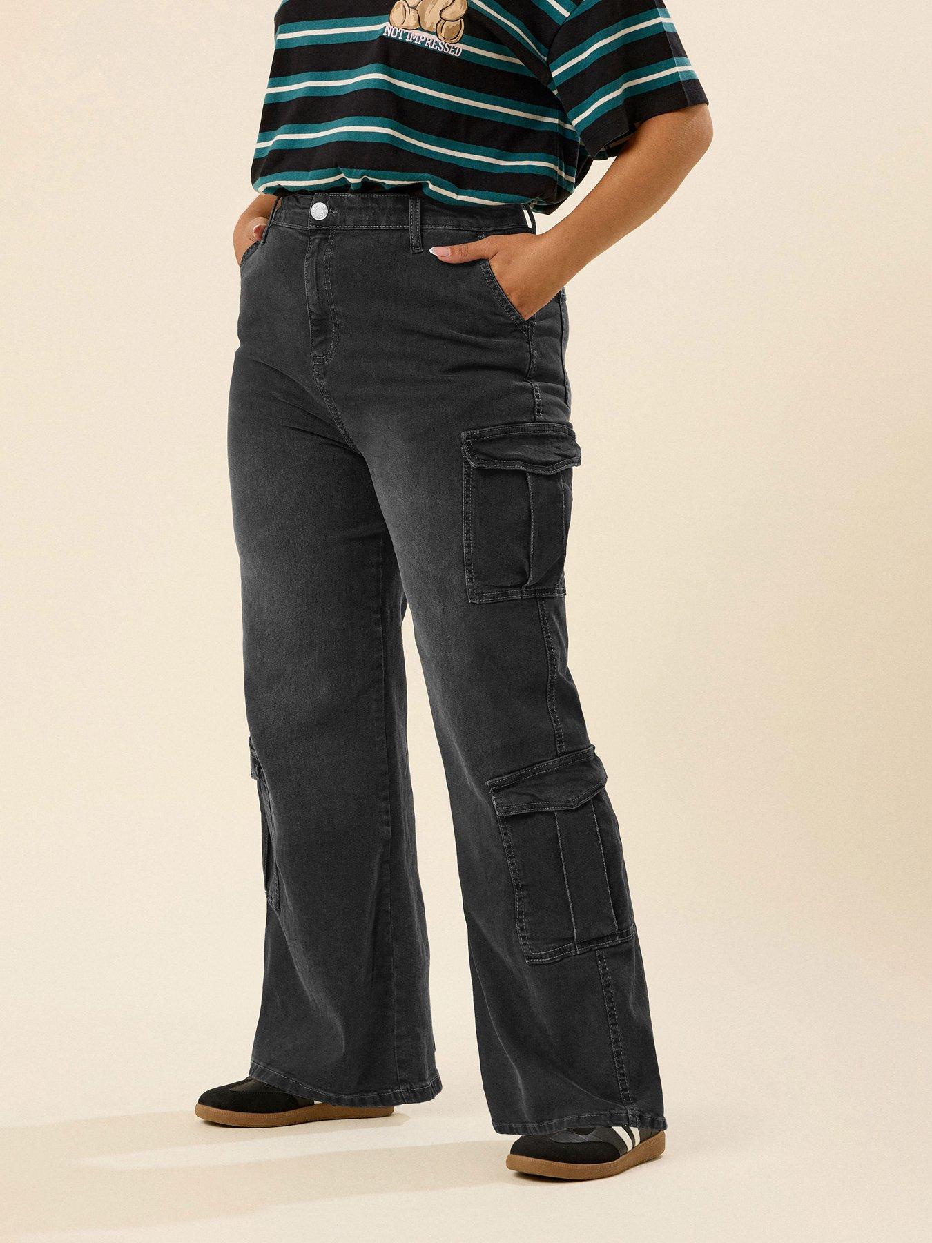 Yours Curve Cargo Jean - Black