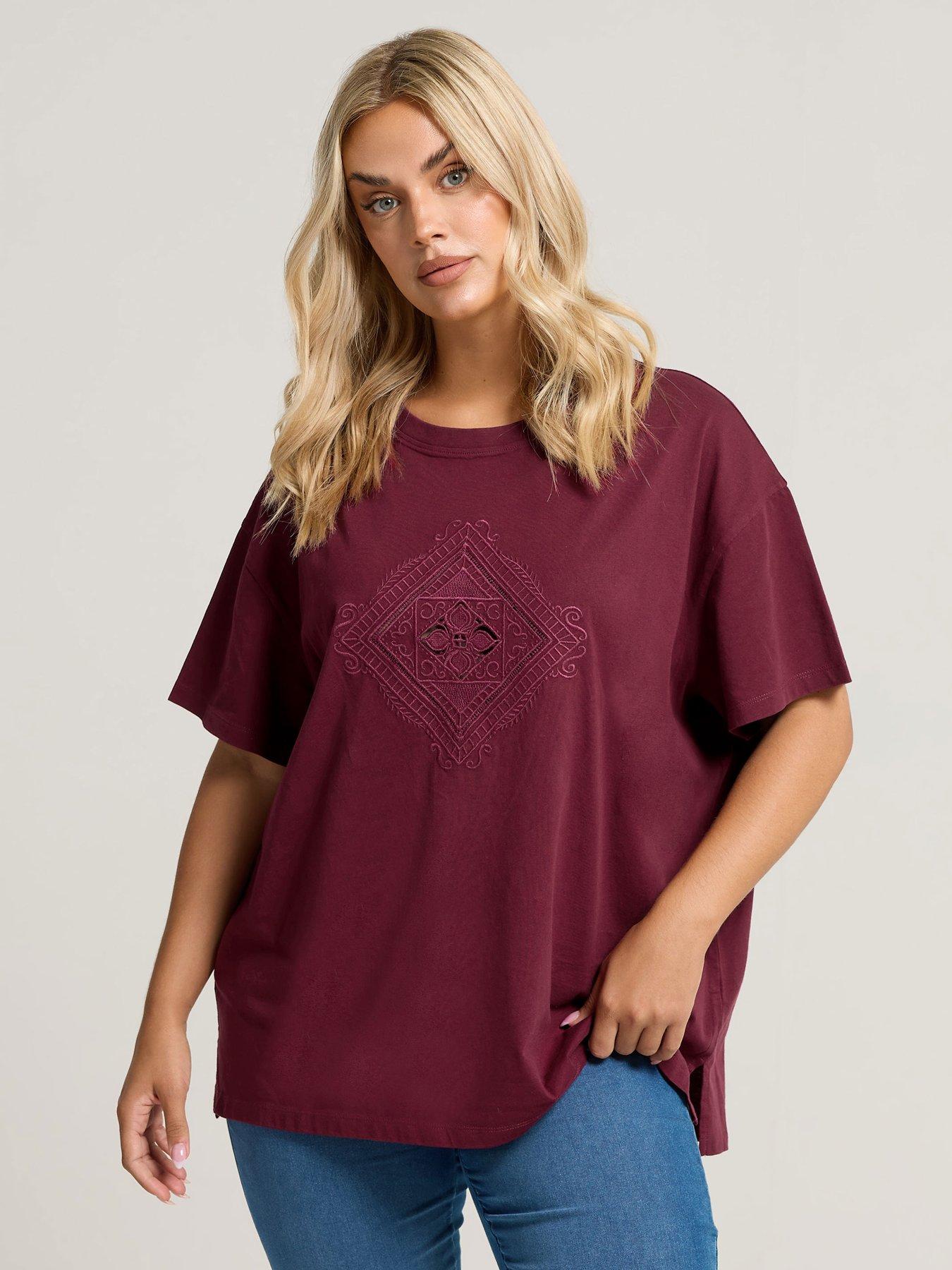Yours Curve Western Boho Diamond Top - Red
