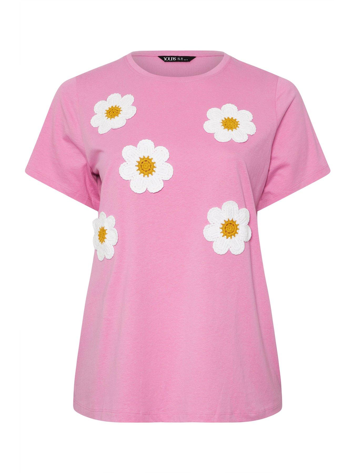 yours-curve-applique-daisy-t-shirt-pinkdetail