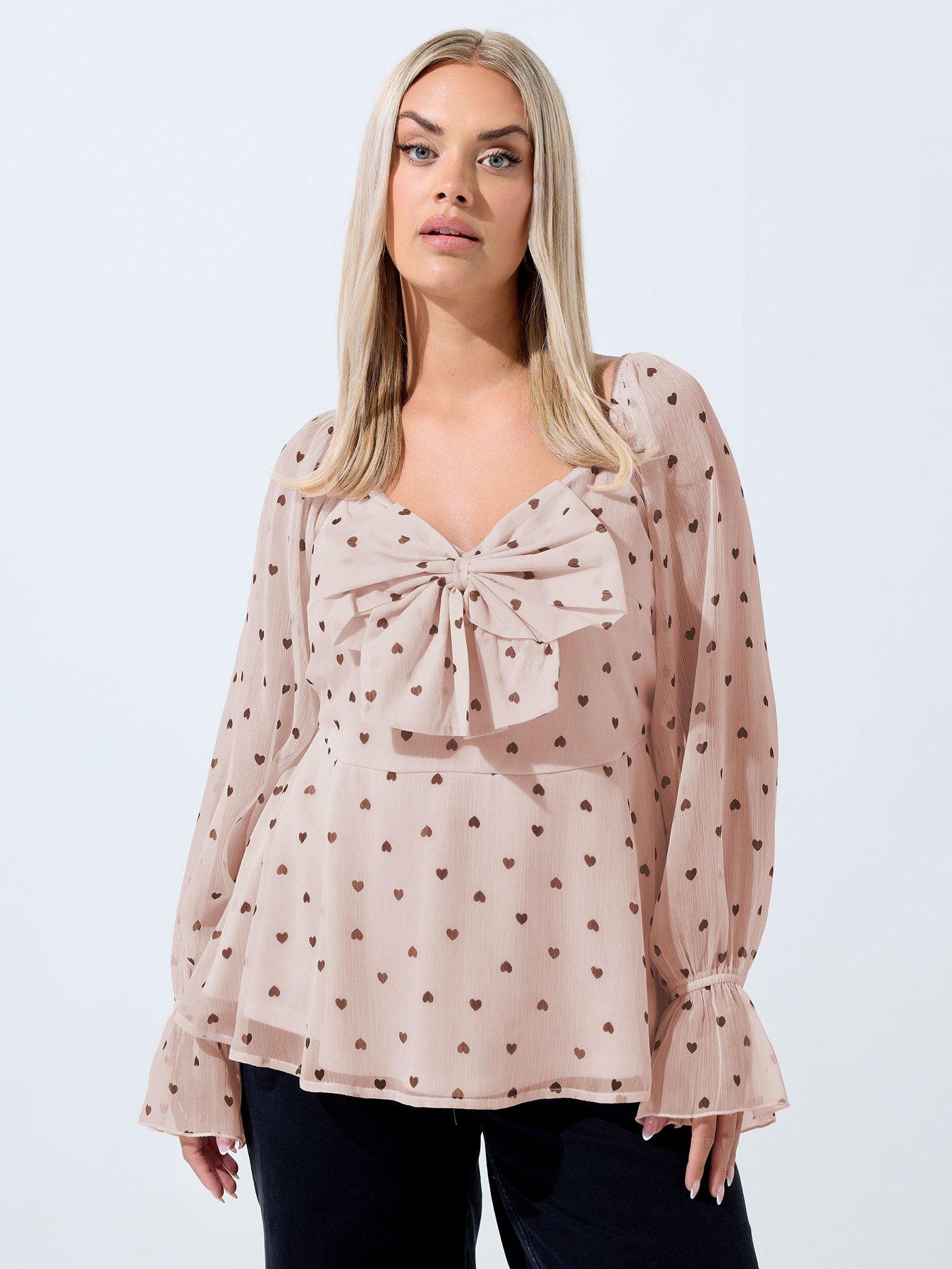 yours-curve-chiffon-bow-top-pinkoutfit