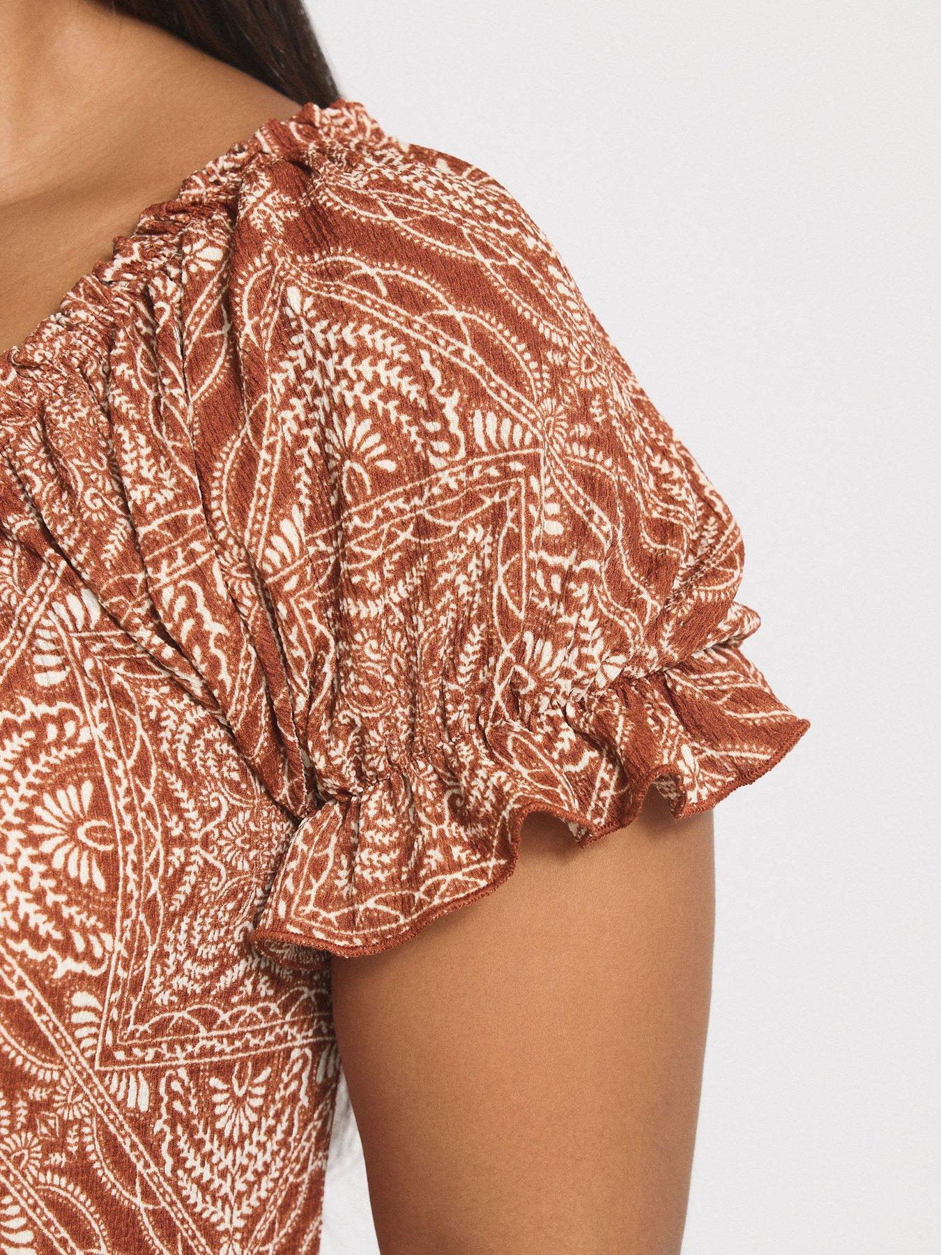 yours-curve-textured-milkmaid-dress-brownoutfit